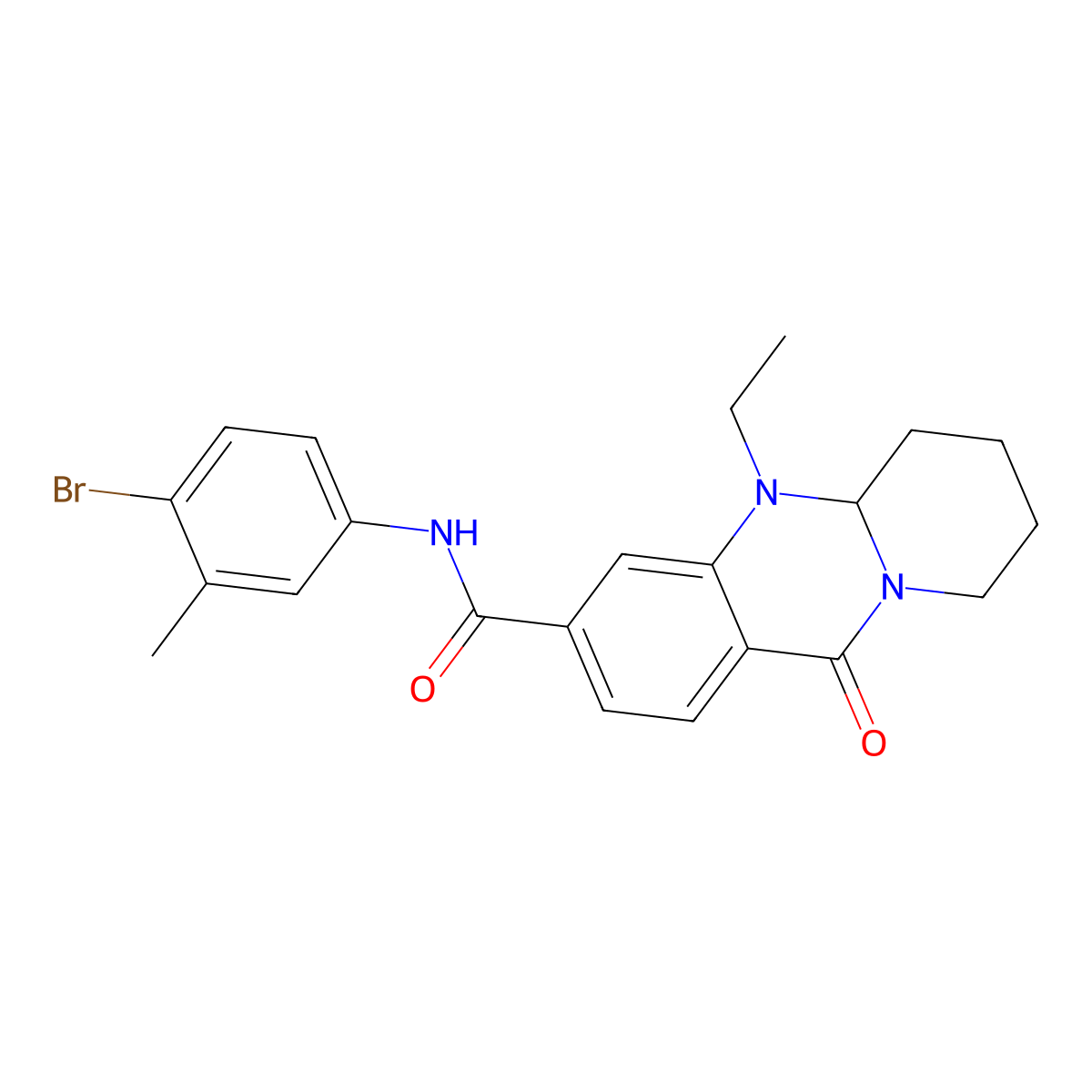 N-(4-bromo-3-methylphenyl)-5-ethyl-11-oxo-5,6,7,8,9,11-hexahydro-5aH-pyrido[2,1-b]quinazoline-3-carboxamide molecular structure, CAS 1574566-71-4