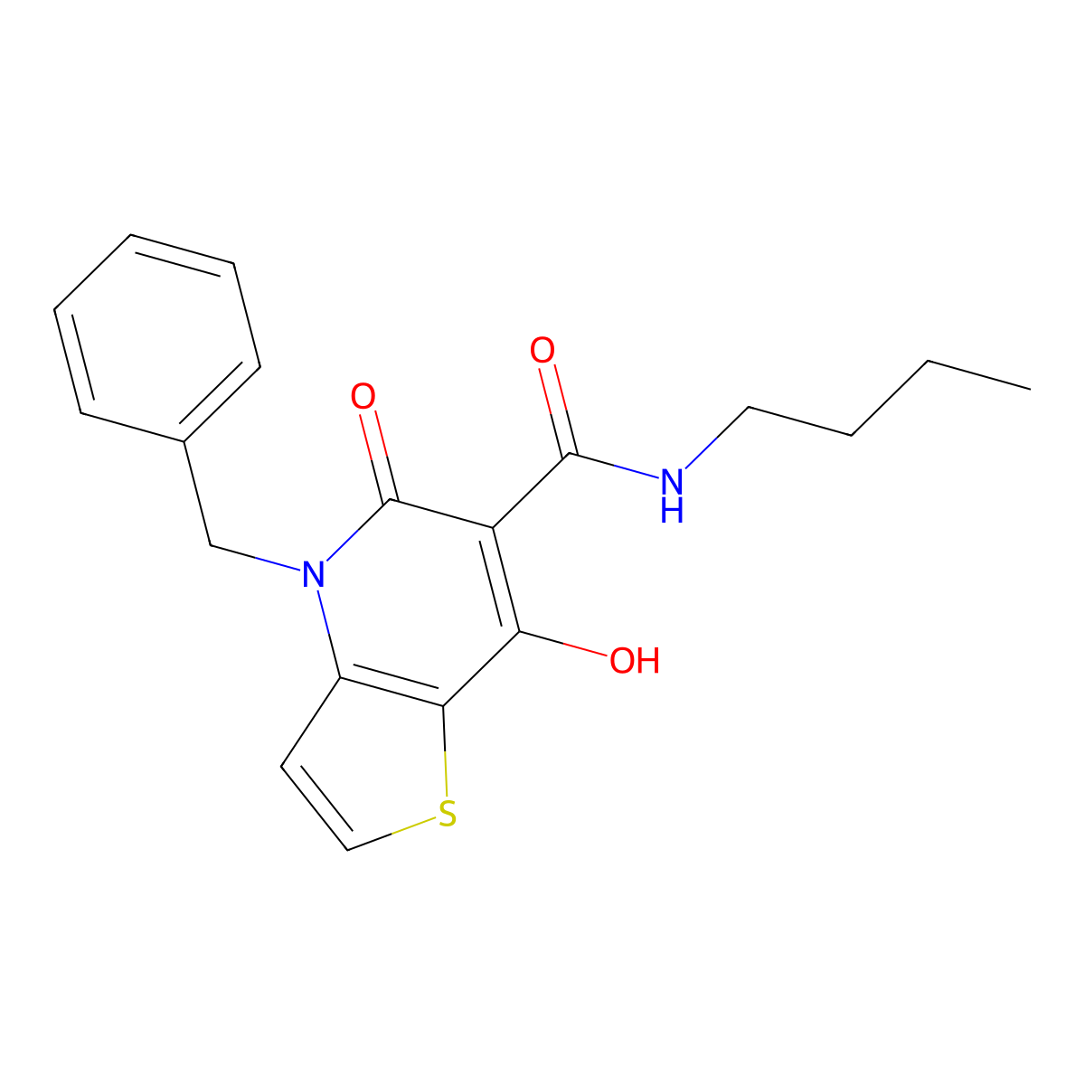 4-Benzyl-N-butyl-7-hydroxy-5-oxo-4H,5H-thieno[3,2-B]pyridine-6-carboxamide molecular structure, CAS 1574576-45-6