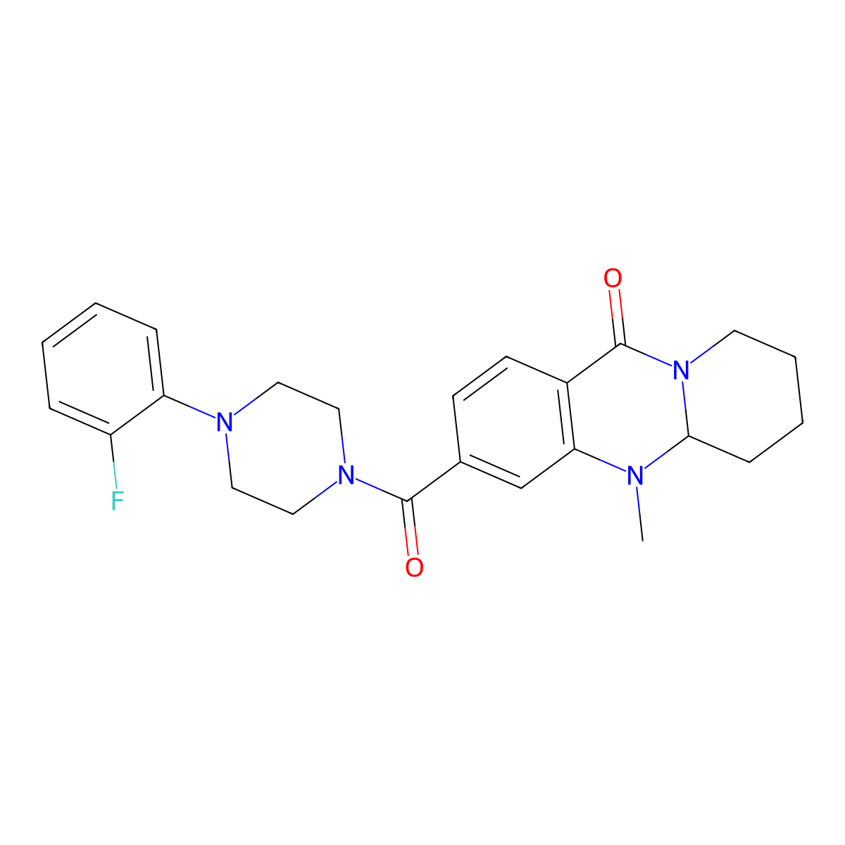 3-[4-(2-fluorophenyl)piperazine-1-carbonyl]-5-methyl-5H,5aH,6H,7H,8H,9H,11H-pyrido[2,1-b]quinazolin-11-one molecular structure, CAS 1574576-94-5