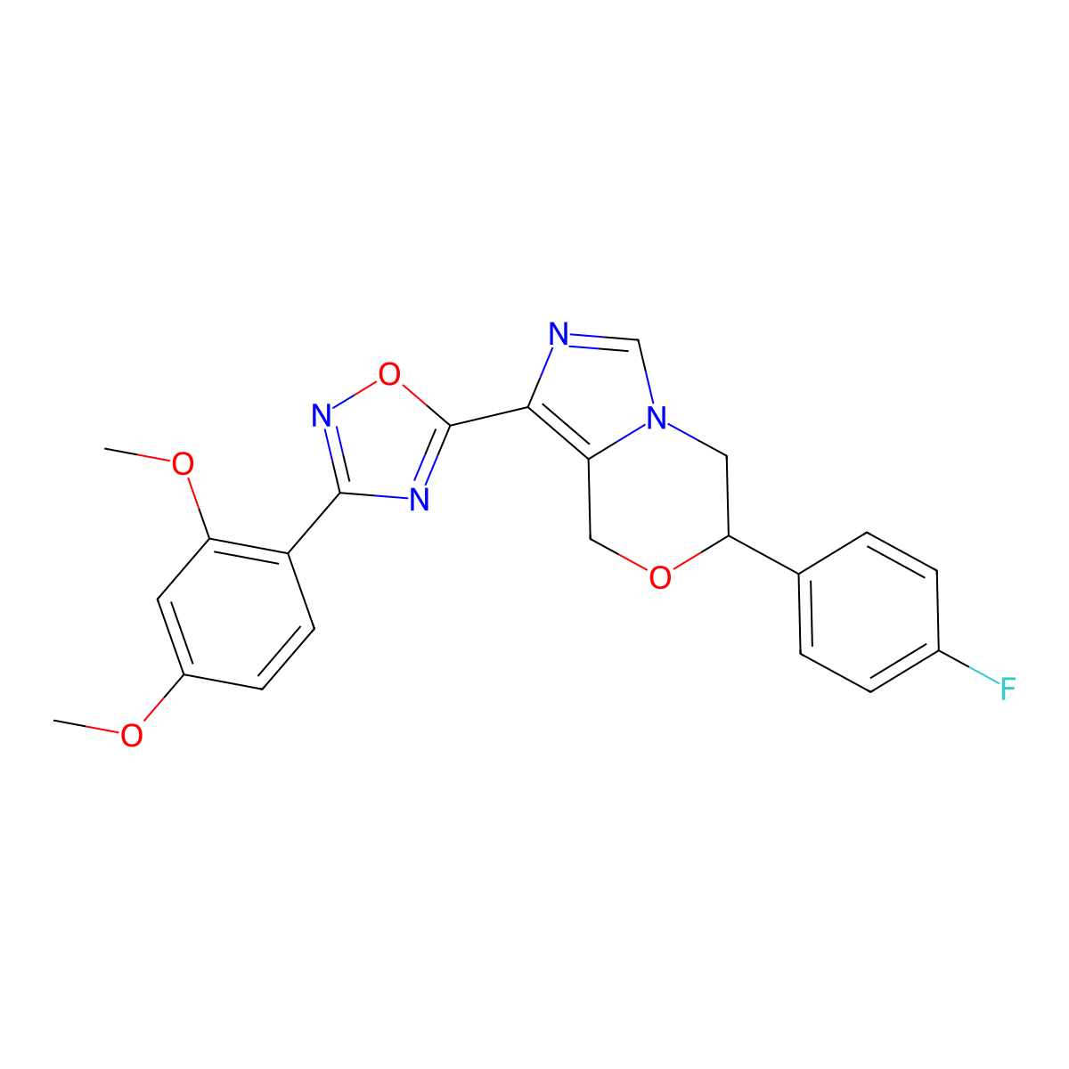 3-(2,4-Dimethoxyphenyl)-5-[6-(4-fluorophenyl)-5H,6H,8H-imidazo[4,3-C][1,4]oxazin-1-YL]-1,2,4-oxadiazole molecular structure, CAS 1574580-13-4