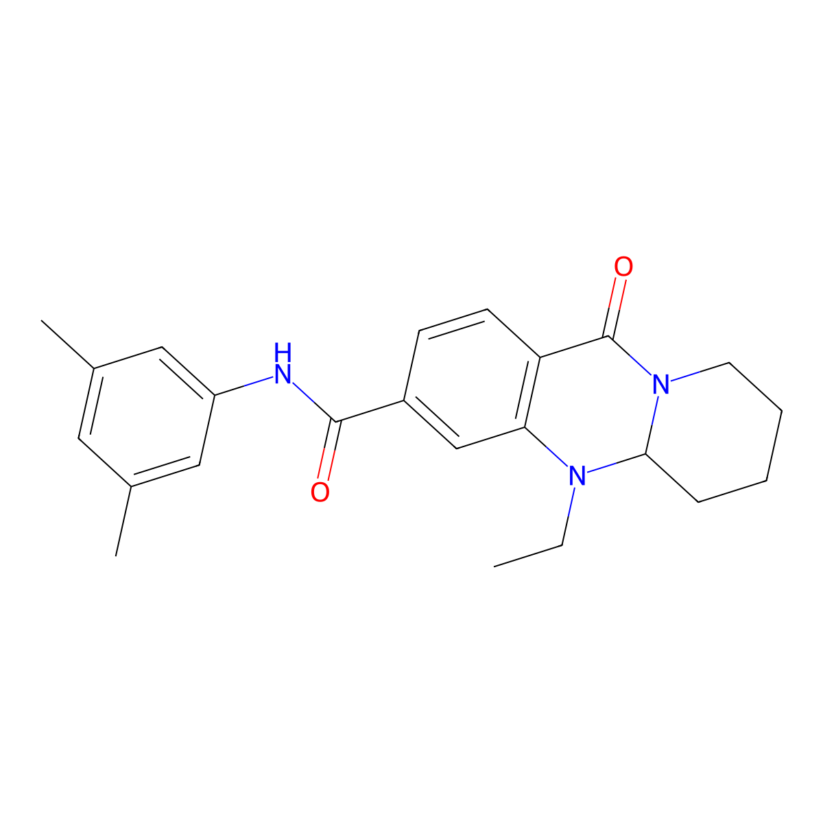 N-(3,5-dimethylphenyl)-5-ethyl-11-oxo-5,6,7,8,9,11-hexahydro-5aH-pyrido[2,1-b]quinazoline-3-carboxamide molecular structure, CAS 1574582-36-7