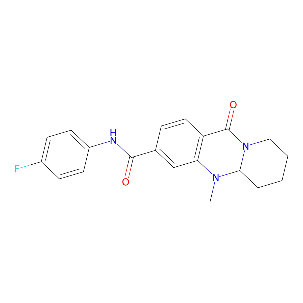 N-(4-fluorophenyl)-5-methyl-11-oxo-5,6,7,8,9,11-hexahydro-5aH-pyrido[2,1-b]quinazoline-3-carboxamide molecular structure, CAS 1574583-79-1