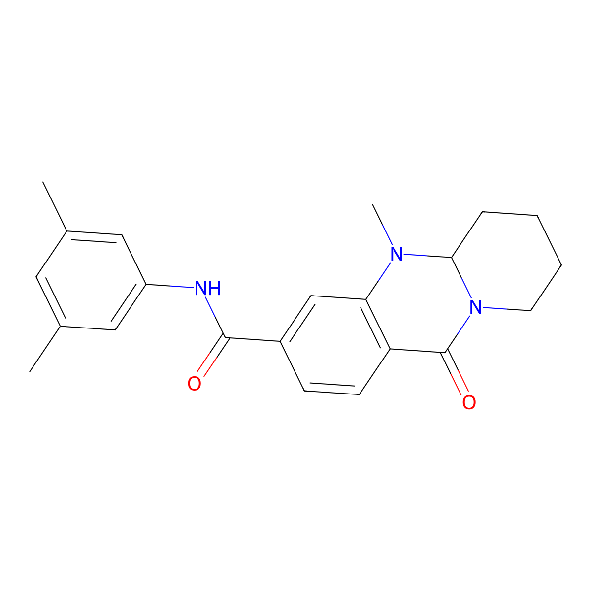 N-(3,5-dimethylphenyl)-5-methyl-11-oxo-5,6,7,8,9,11-hexahydro-5aH-pyrido[2,1-b]quinazoline-3-carboxamide molecular structure, CAS 1574585-14-0
