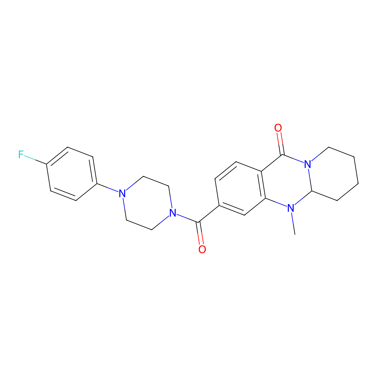 3-[4-(4-fluorophenyl)piperazine-1-carbonyl]-5-methyl-5H,5aH,6H,7H,8H,9H,11H-pyrido[2,1-b]quinazolin-11-one molecular structure, CAS 1574590-99-0
