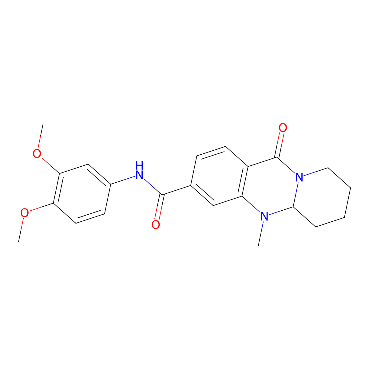 N-(3,4-dimethoxyphenyl)-5-methyl-11-oxo-5,6,7,8,9,11-hexahydro-5aH-pyrido[2,1-b]quinazoline-3-carboxamide molecular structure, CAS 1574591-11-9