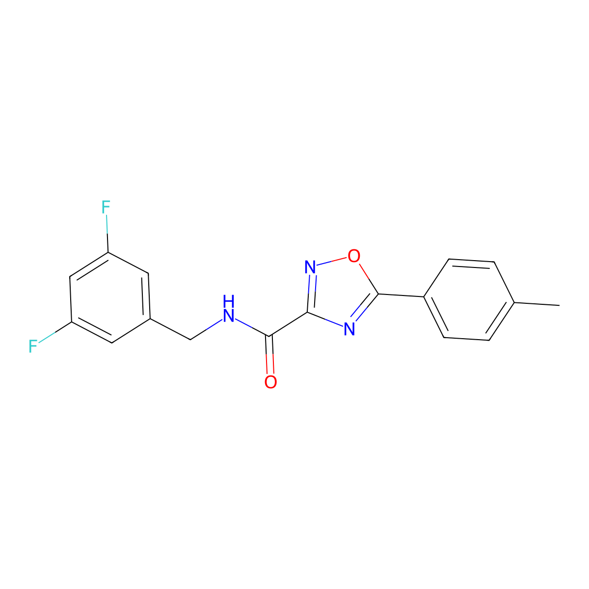 N-[(3,5-Difluorophenyl)methyl]-5-(4-methylphenyl)-1,2,4-oxadiazole-3-carboxamide molecular structure, CAS 1574596-05-6