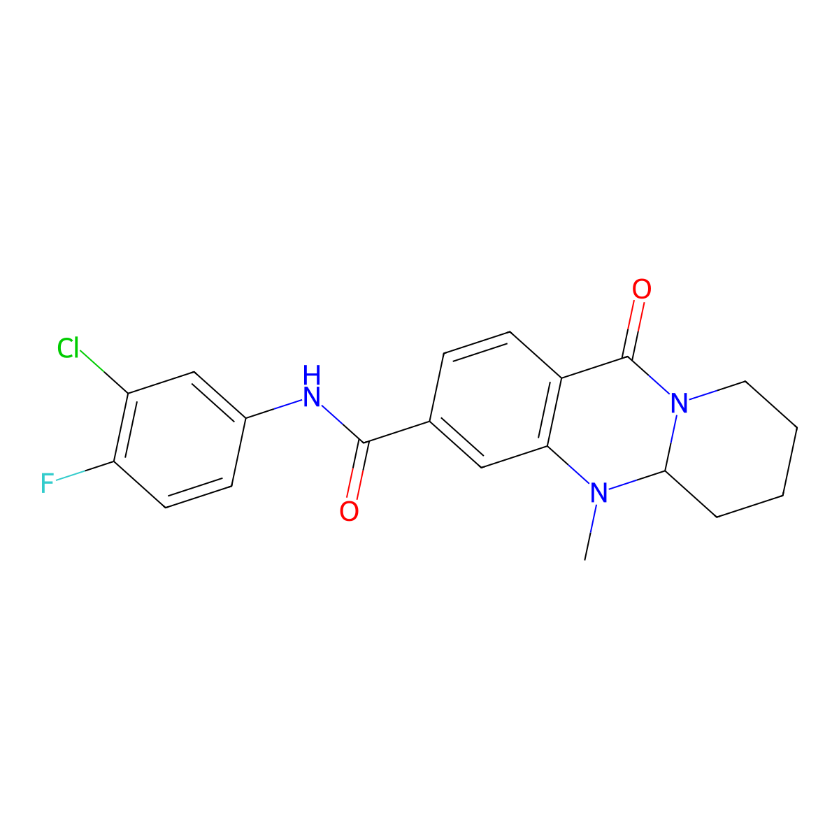 N-(3-chloro-4-fluorophenyl)-5-methyl-11-oxo-5,6,7,8,9,11-hexahydro-5aH-pyrido[2,1-b]quinazoline-3-carboxamide molecular structure, CAS 1574596-17-0
