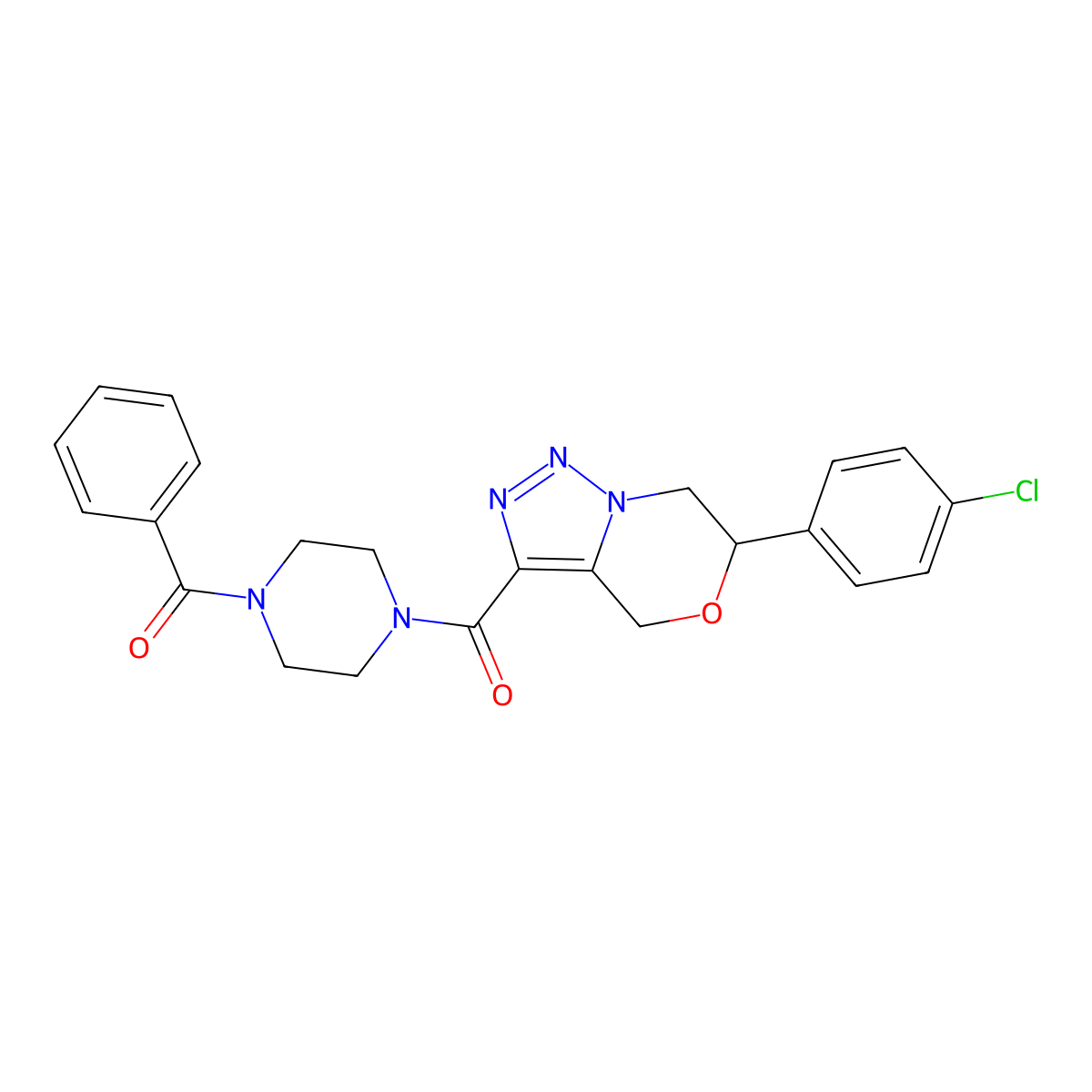 1-Benzoyl-4-[6-(4-chlorophenyl)-4H,6H,7H-[1,2,3]triazolo[4,3-C][1,4]oxazine-3-carbonyl]piperazine molecular structure, CAS 1574596-76-1