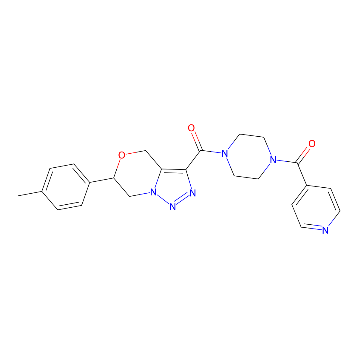1-[6-(4-Methylphenyl)-4H,6H,7H-[1,2,3]triazolo[4,3-C][1,4]oxazine-3-carbonyl]-4-(pyridine-4-carbonyl)piperazine molecular structure, CAS 1574596-79-4