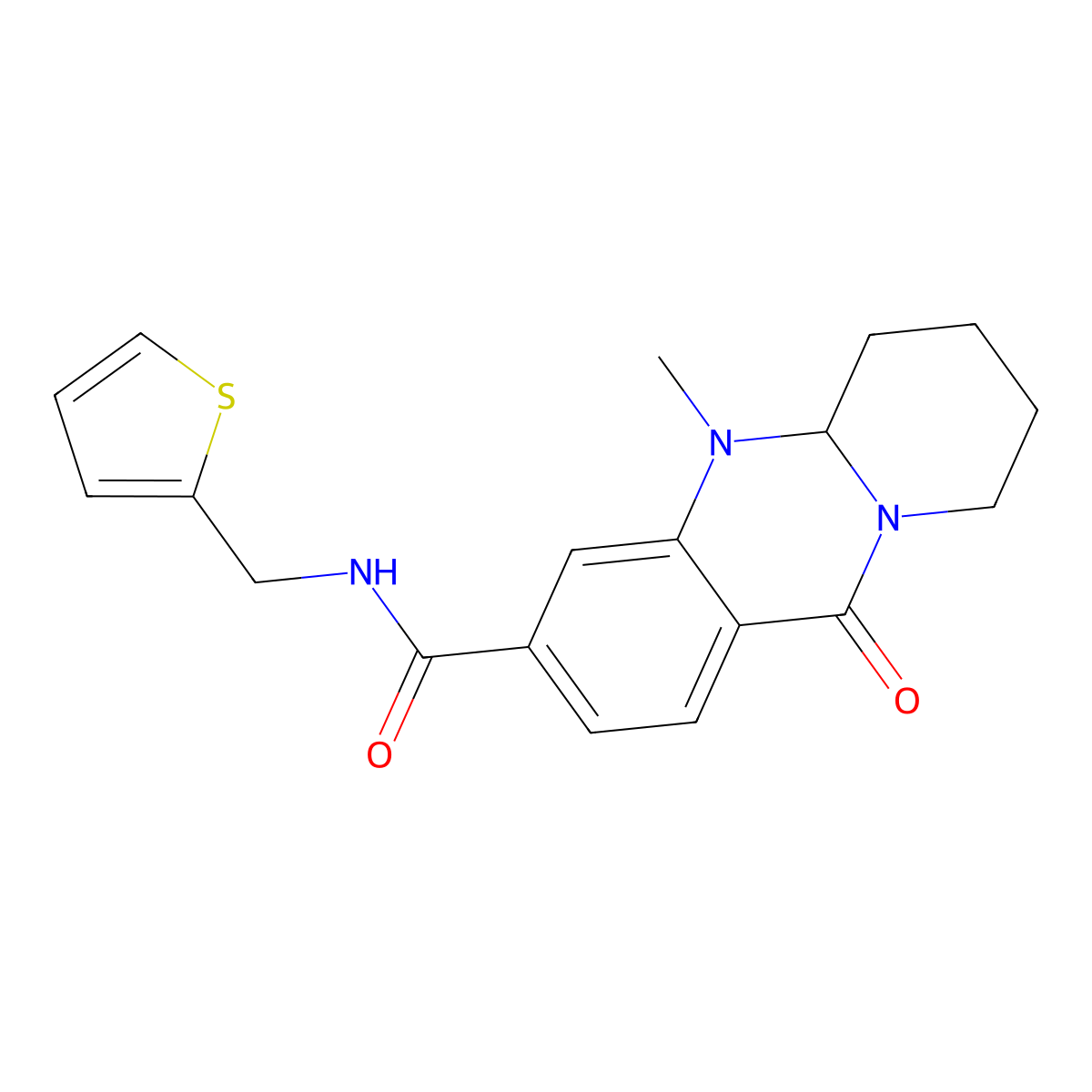 5-methyl-11-oxo-N-(2-thienylmethyl)-5,6,7,8,9,11-hexahydro-5aH-pyrido[2,1-b]quinazoline-3-carboxamide molecular structure, CAS 1574597-55-9