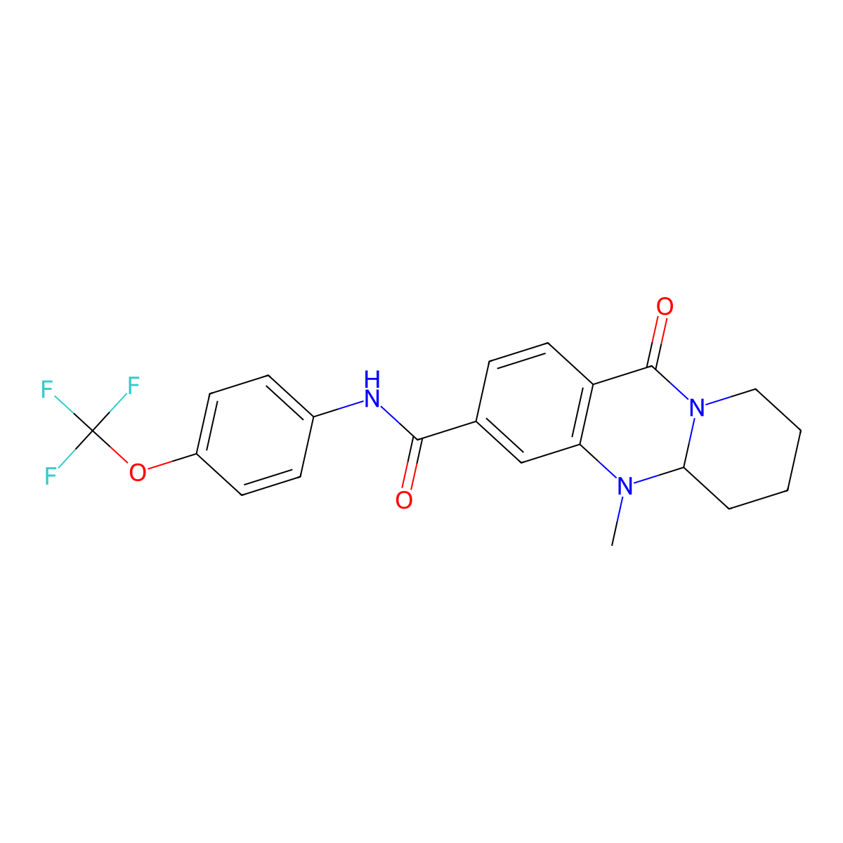 5-methyl-11-oxo-N-[4-(trifluoromethoxy)phenyl]-5,6,7,8,9,11-hexahydro-5aH-pyrido[2,1-b]quinazoline-3-carboxamide molecular structure, CAS 1574605-67-6