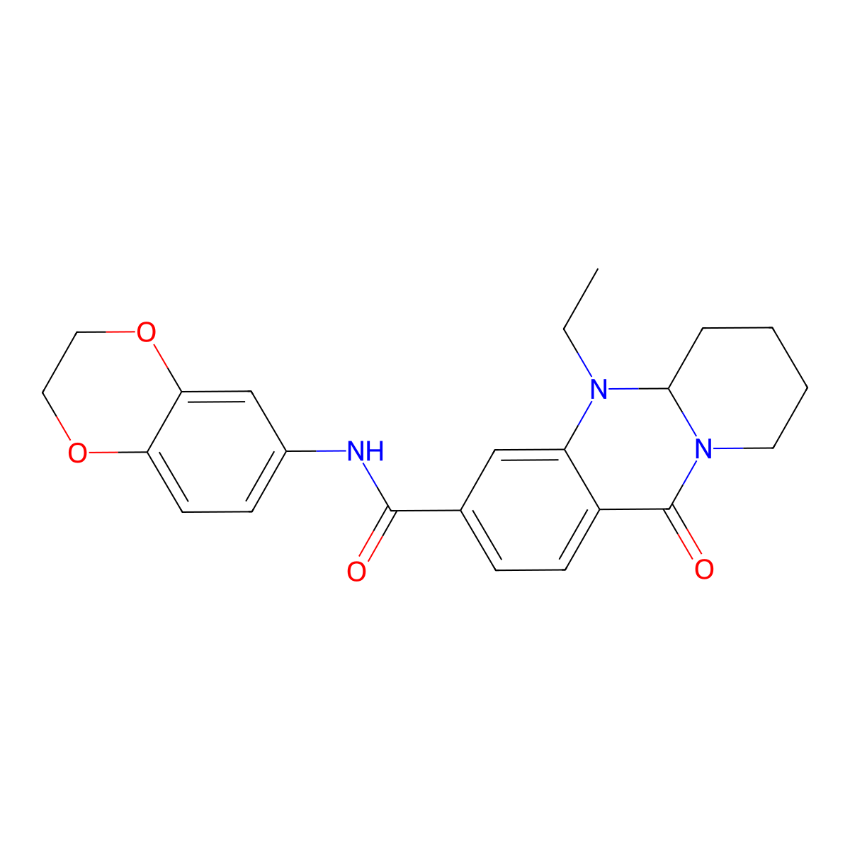 N-(2,3-dihydro-1,4-benzodioxin-6-yl)-5-ethyl-11-oxo-5,6,7,8,9,11-hexahydro-5aH-pyrido[2,1-b]quinazoline-3-carboxamide molecular structure, CAS 1574605-71-2