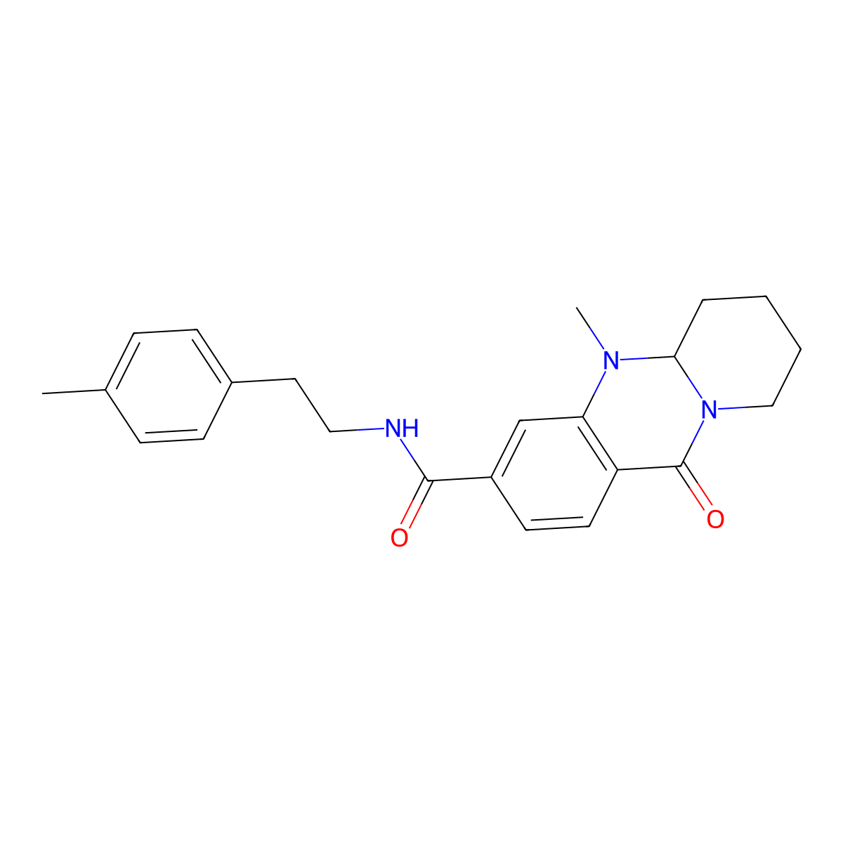 5-methyl-N-[2-(4-methylphenyl)ethyl]-11-oxo-5,6,7,8,9,11-hexahydro-5aH-pyrido[2,1-b]quinazoline-3-carboxamide molecular structure, CAS 1574607-98-9
