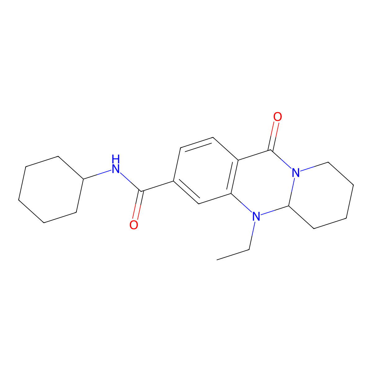 N-cyclohexyl-5-ethyl-11-oxo-5,6,7,8,9,11-hexahydro-5aH-pyrido[2,1-b]quinazoline-3-carboxamide molecular structure, CAS 1574619-13-8