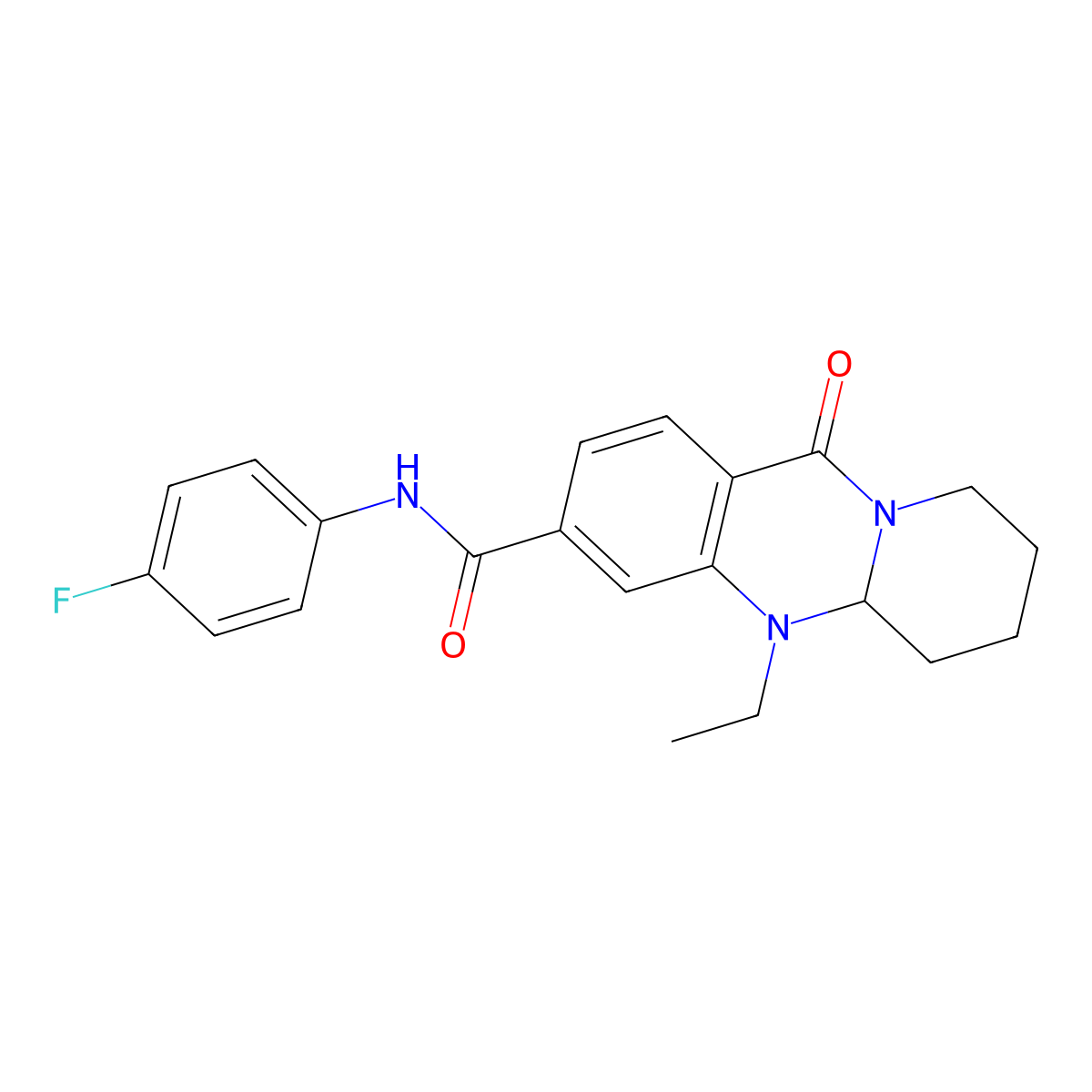 5-ethyl-N-(4-fluorophenyl)-11-oxo-5,6,7,8,9,11-hexahydro-5aH-pyrido[2,1-b]quinazoline-3-carboxamide molecular structure, CAS 1574619-29-6