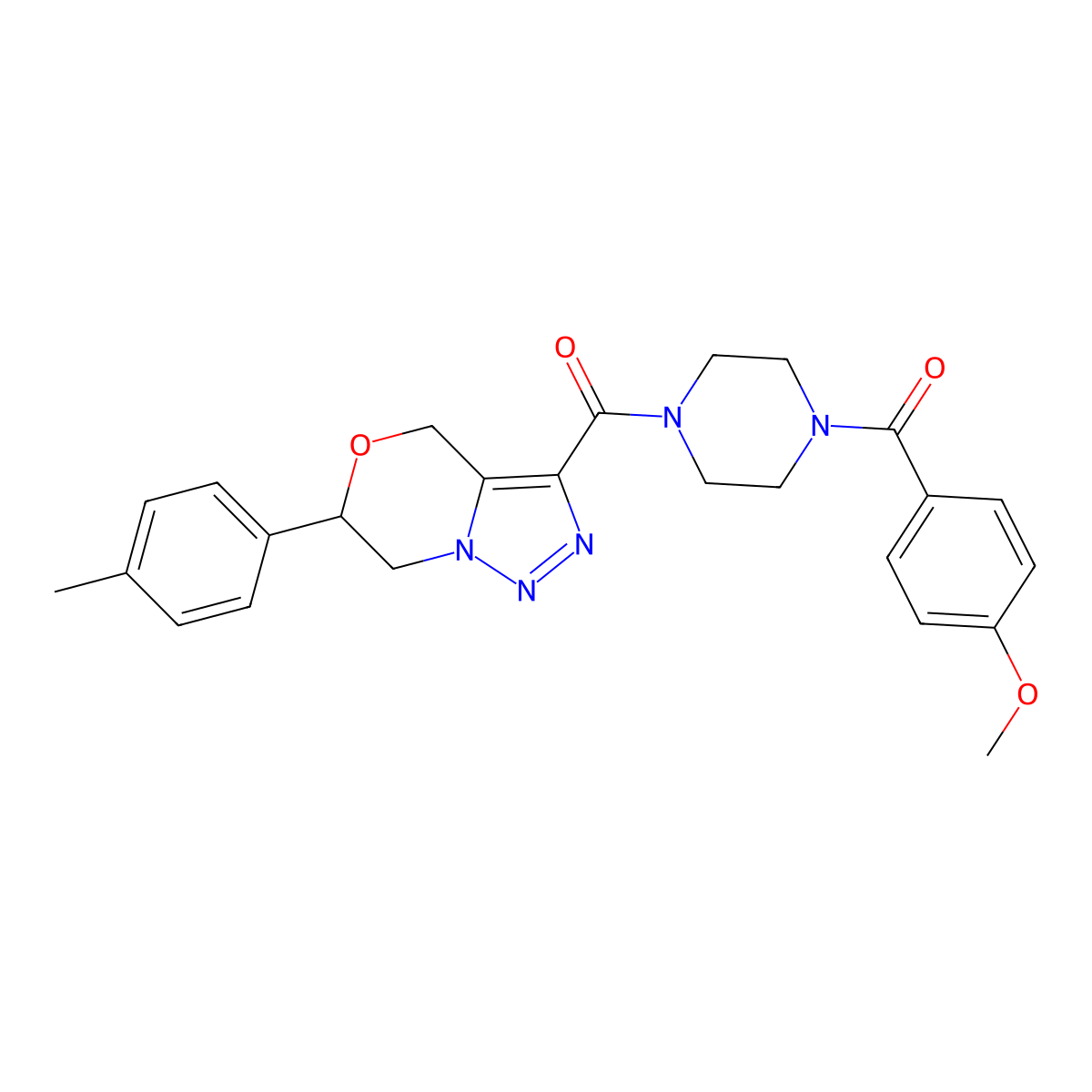1-(4-Methoxybenzoyl)-4-[6-(4-methylphenyl)-4H,6H,7H-[1,2,3]triazolo[4,3-C][1,4]oxazine-3-carbonyl]piperazine molecular structure, CAS 1574620-37-3