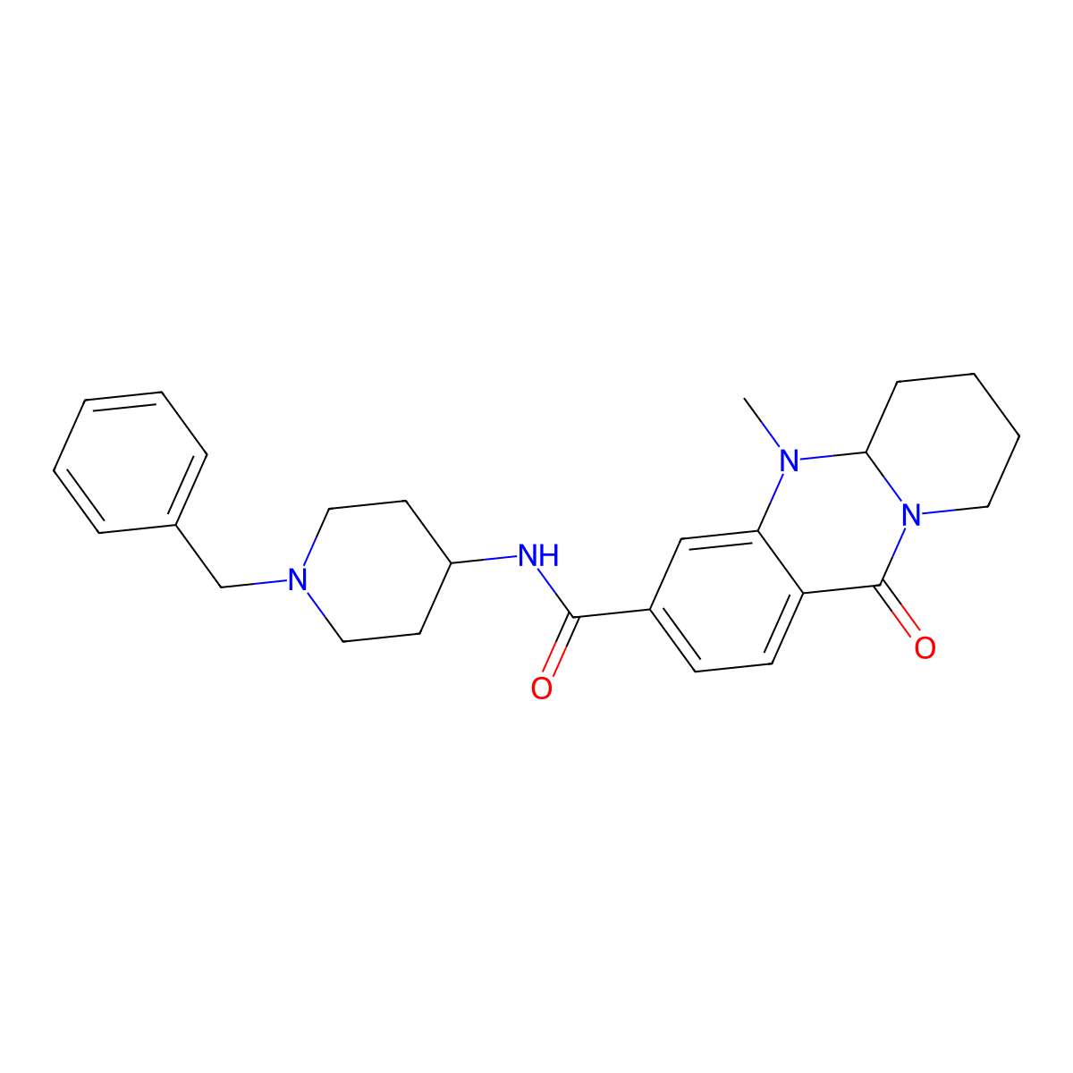 N-(1-benzylpiperidin-4-yl)-5-methyl-11-oxo-5,6,7,8,9,11-hexahydro-5aH-pyrido[2,1-b]quinazoline-3-carboxamide molecular structure, CAS 1574628-96-8