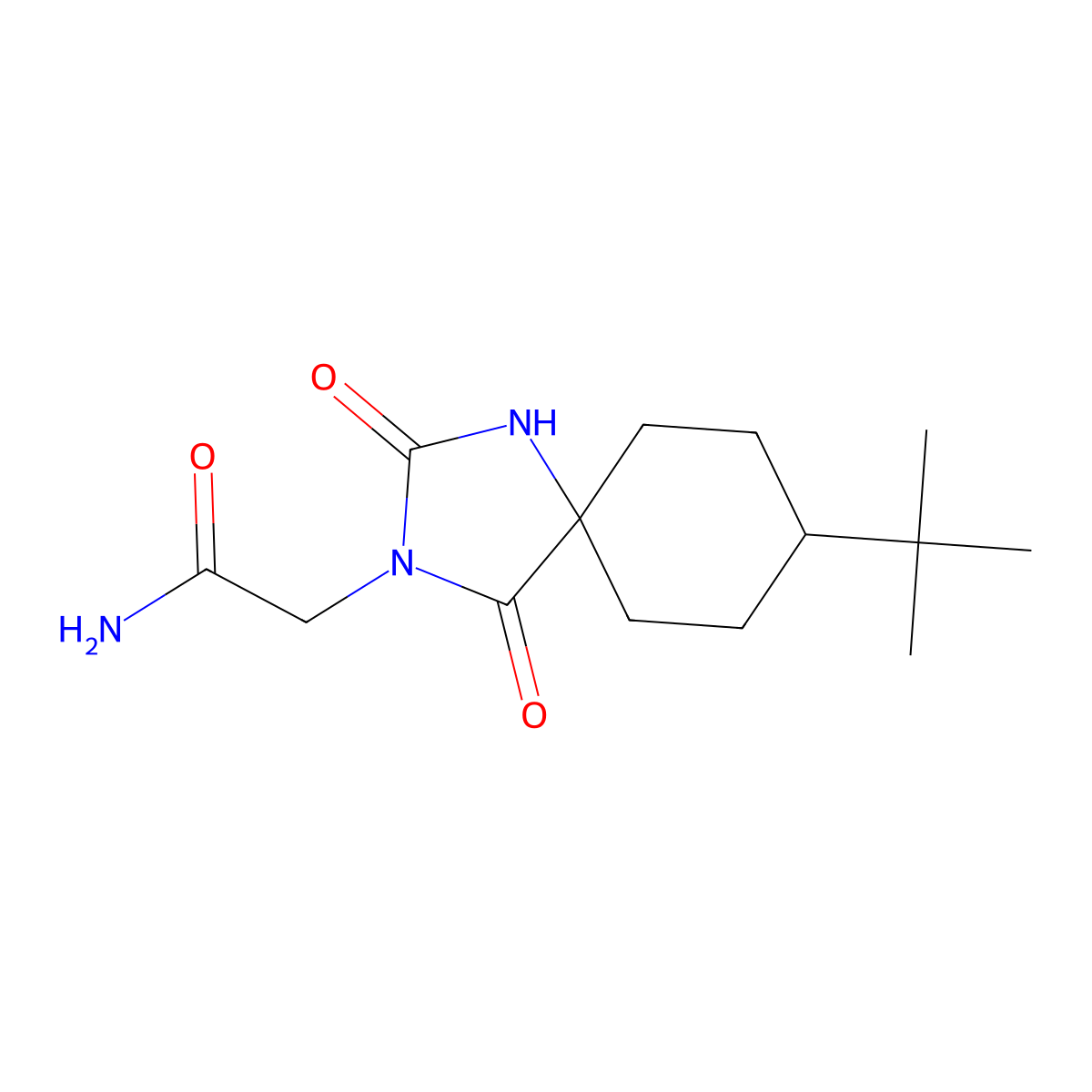 2-(8-Tert-butyl-2,4-dioxo-1,3-diazaspiro[4.5]dec-3-yl)acetamide molecular structure, CAS 1574634-06-2