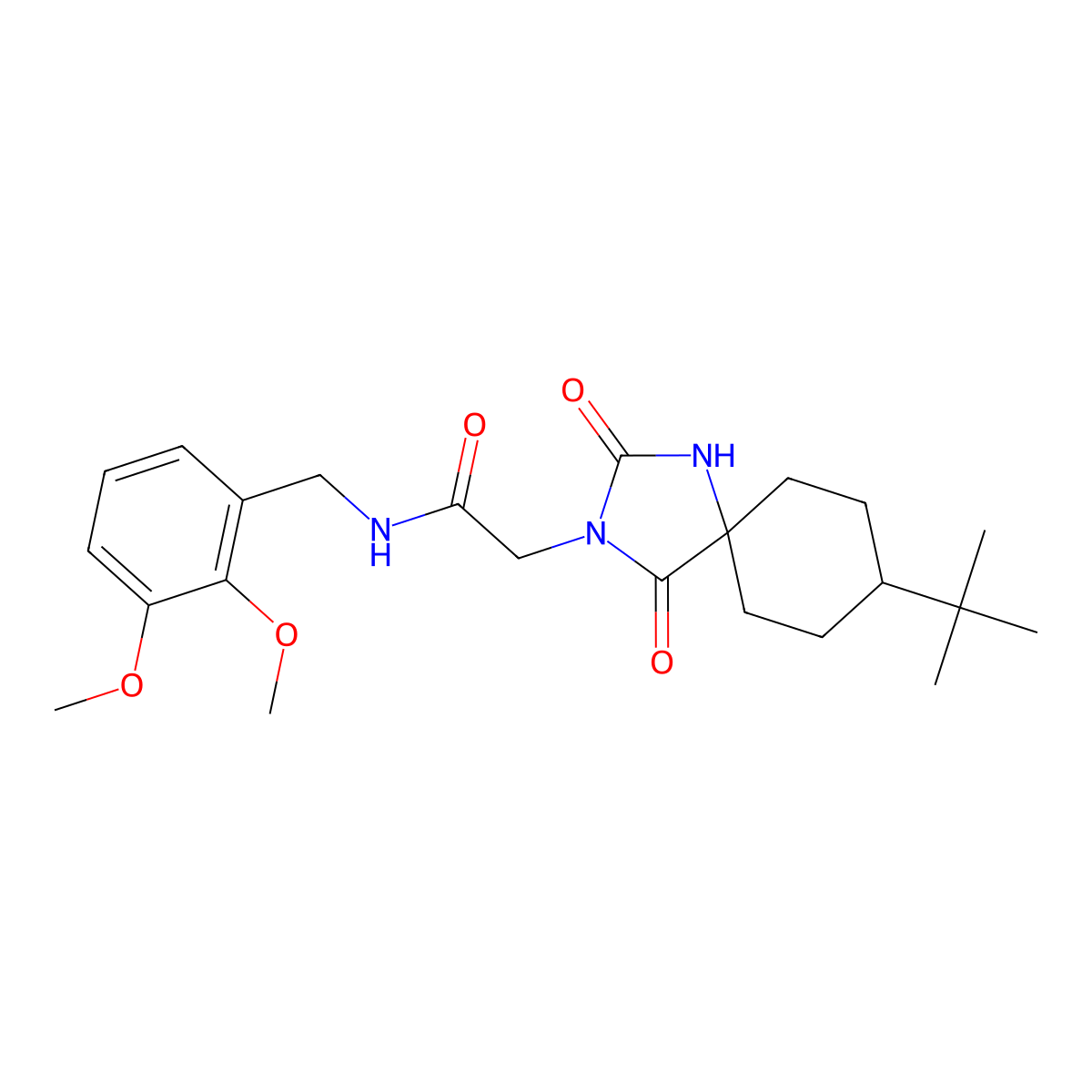 2-{8-Tert-butyl-2,4-dioxo-1,3-diazaspiro[4.5]decan-3-YL}-N-[(2,3-dimethoxyphenyl)methyl]acetamide molecular structure, CAS 1574637-73-2