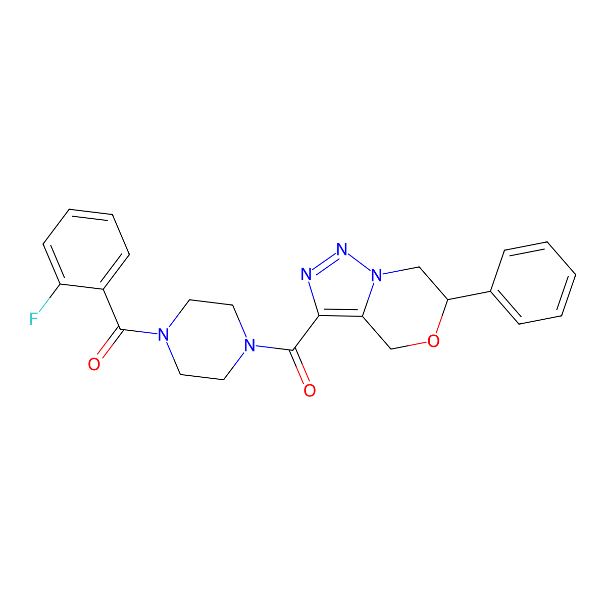 1-(2-Fluorobenzoyl)-4-{6-phenyl-4H,6H,7H-[1,2,3]triazolo[4,3-C][1,4]oxazine-3-carbonyl}piperazine molecular structure, CAS 1574639-55-6