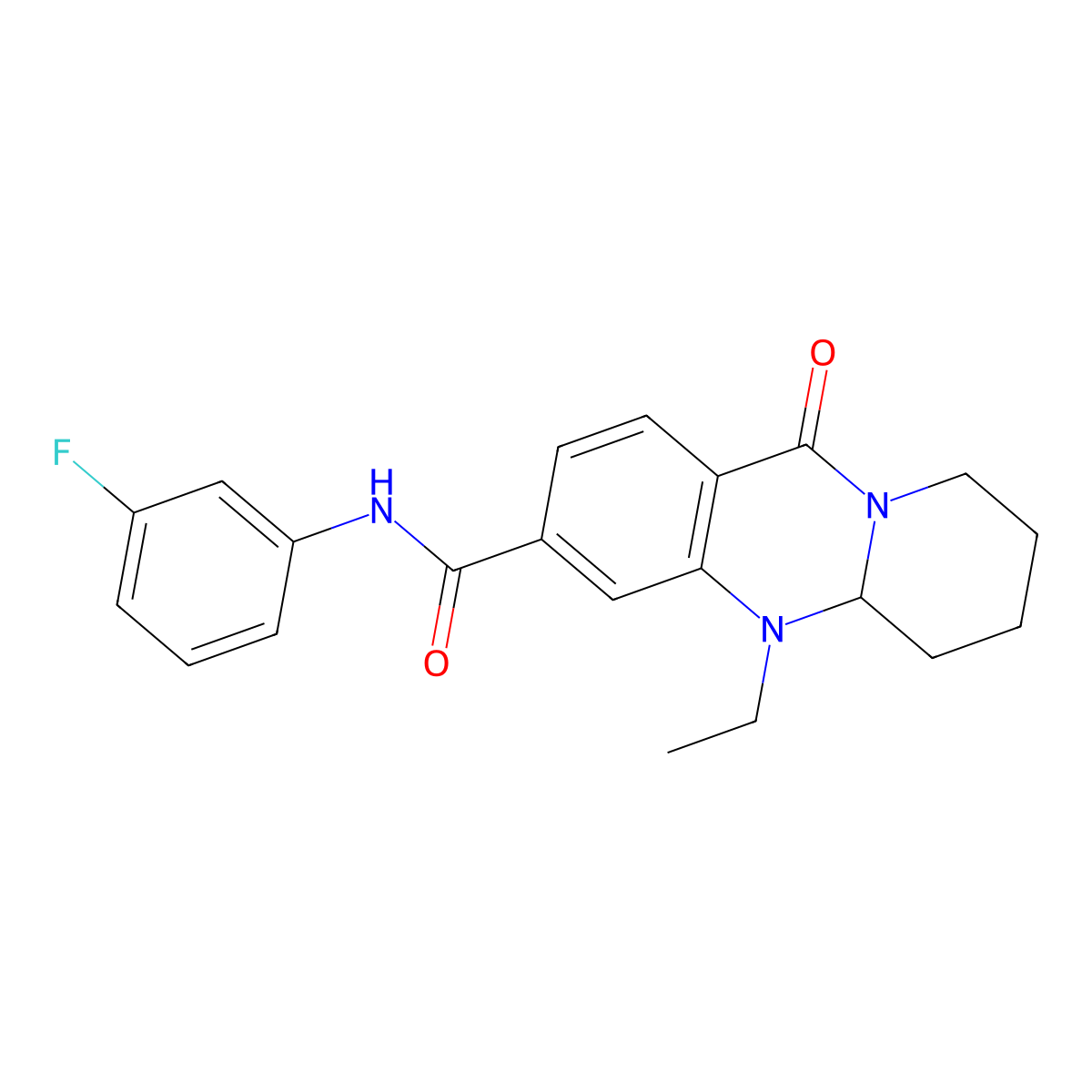 5-ethyl-N-(3-fluorophenyl)-11-oxo-5,6,7,8,9,11-hexahydro-5aH-pyrido[2,1-b]quinazoline-3-carboxamide molecular structure, CAS 1574639-77-2