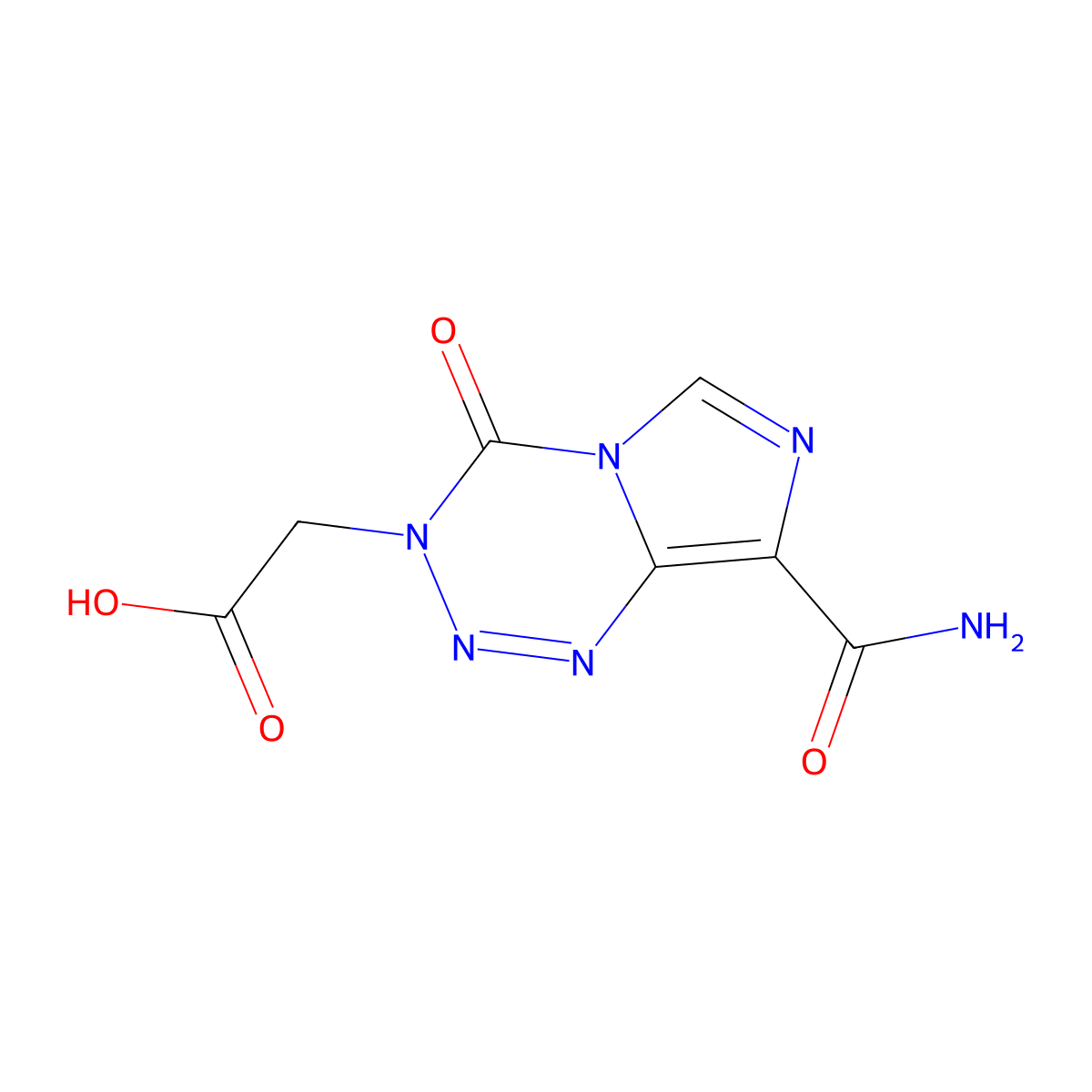 2-(8-Carbamoyl-4-oxoimidazo[5,1-d][1,2,3,5]tetrazin-3(4H)-yl)acetic acid molecular structure, CAS 157466-98-3