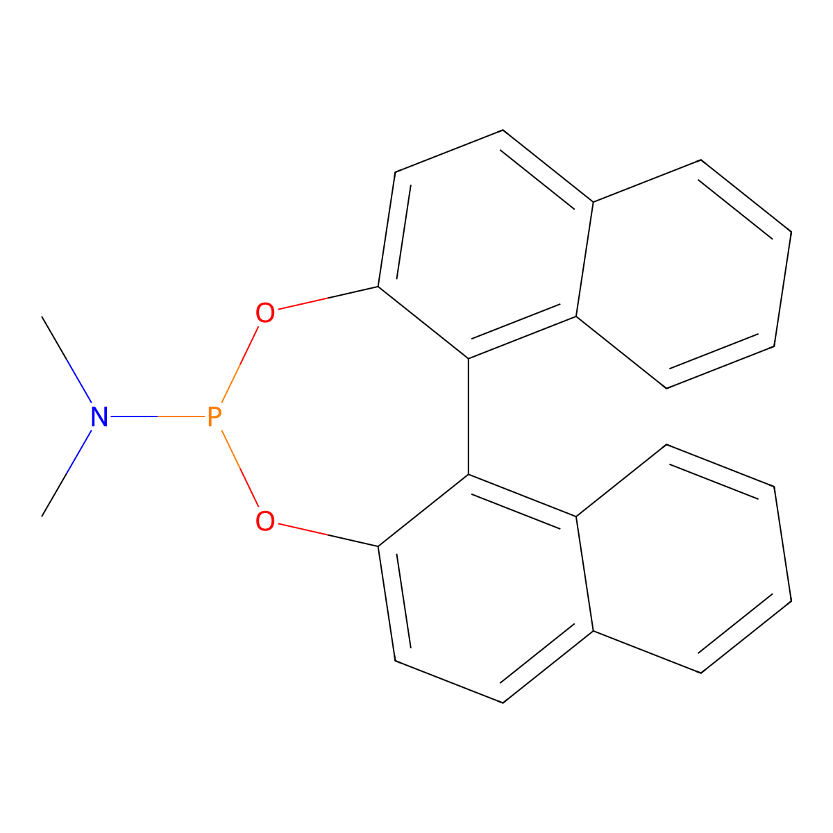 (R)-N,N-Dimethyldinaphtho[2,1-d:1',2'-f][1,3,2]dioxaphosphepin-4-amine , (R)-Monophos molecular structure, CAS 157488-65-8