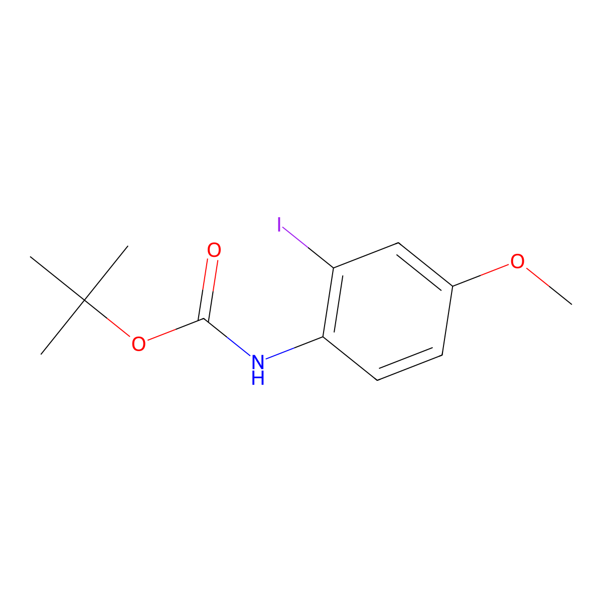 Tert-butyl 2-iodo-4-methoxyphenylcarbamate molecular structure, CAS 157496-75-8