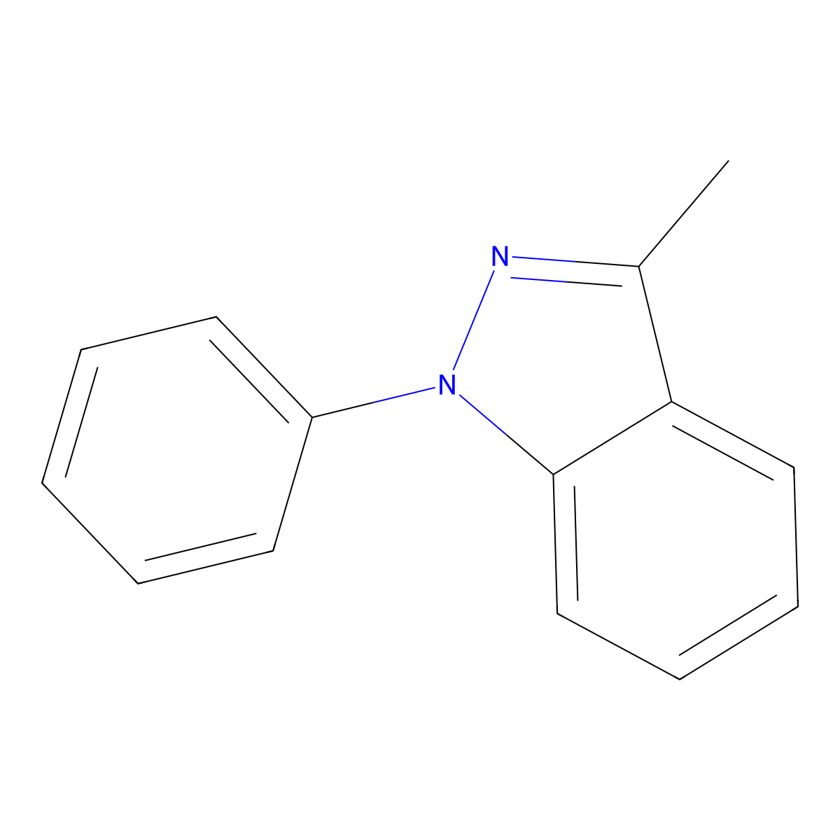 3-methyl-1-phenyl-1H-indazole molecular structure, CAS 1575-29-7