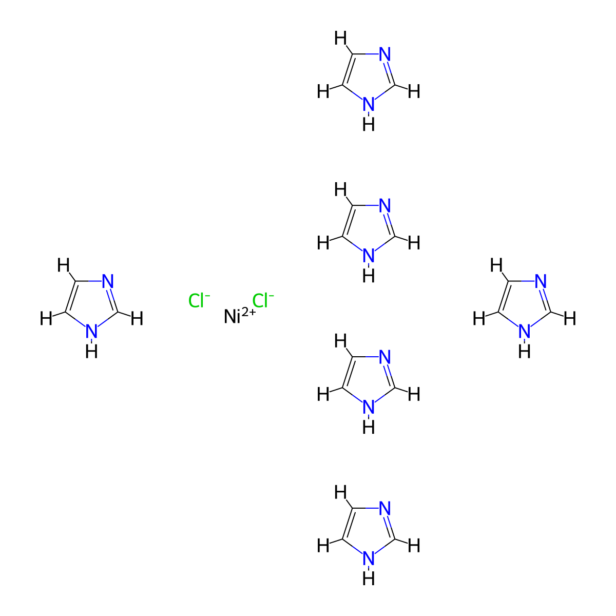 Nickel(2+), hexakis(1H-imidazole-kappaN3)-, chloride (1:2), (OC-6-11)- molecular structure, CAS 15751-00-5