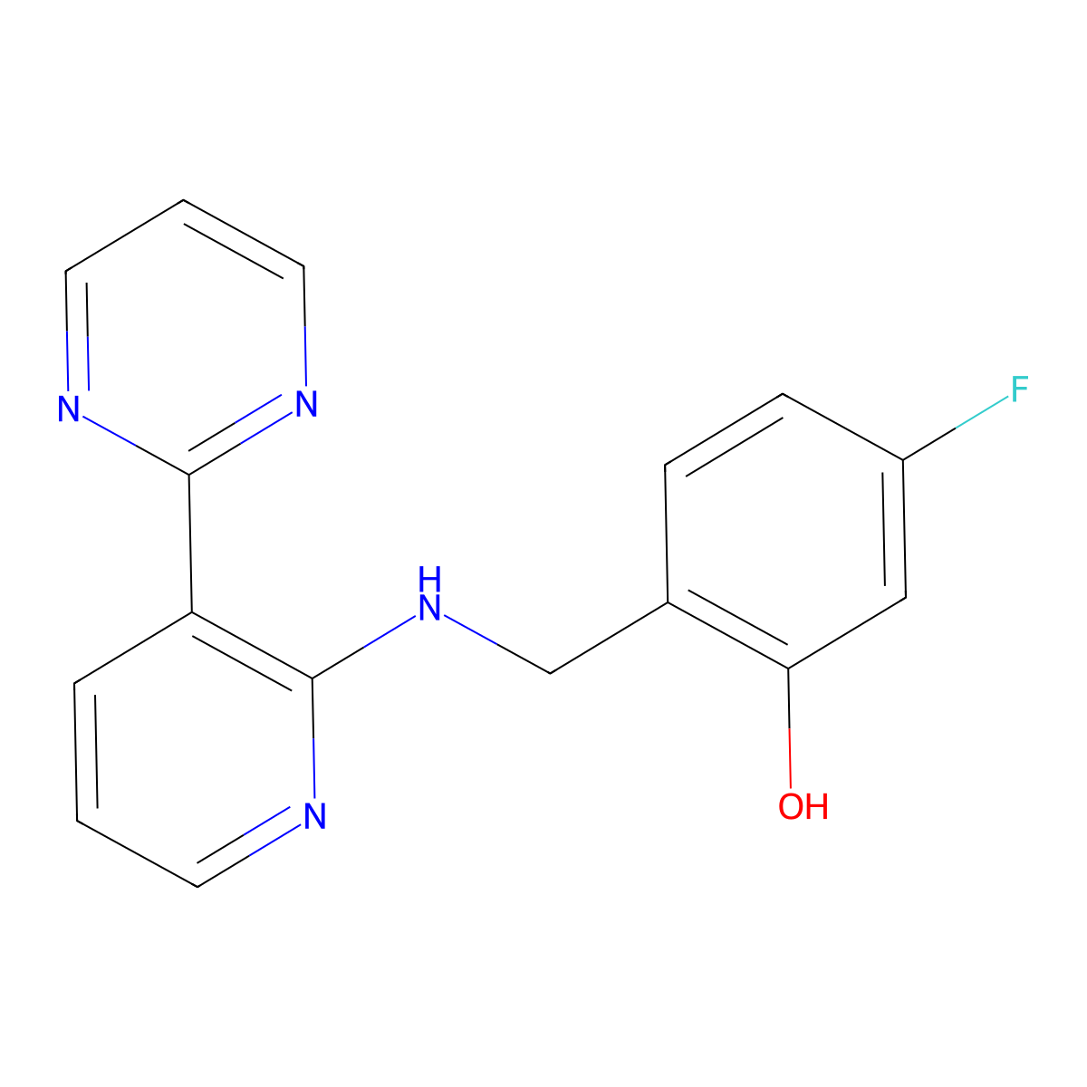 5-Fluoro-2-({[3-(Pyrimidin-2-Yl)pyridin-2-Yl]amino}methyl)phenol molecular structure, CAS 1575392-43-6