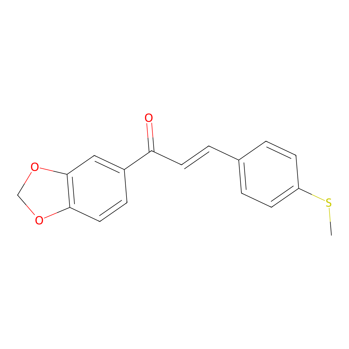 (2E)-1-(1,3-benzodioxol-5-yl)-3-[4-(methylsulfanyl)phenyl]prop-2-en-1-one molecular structure, CAS 1575480-59-9