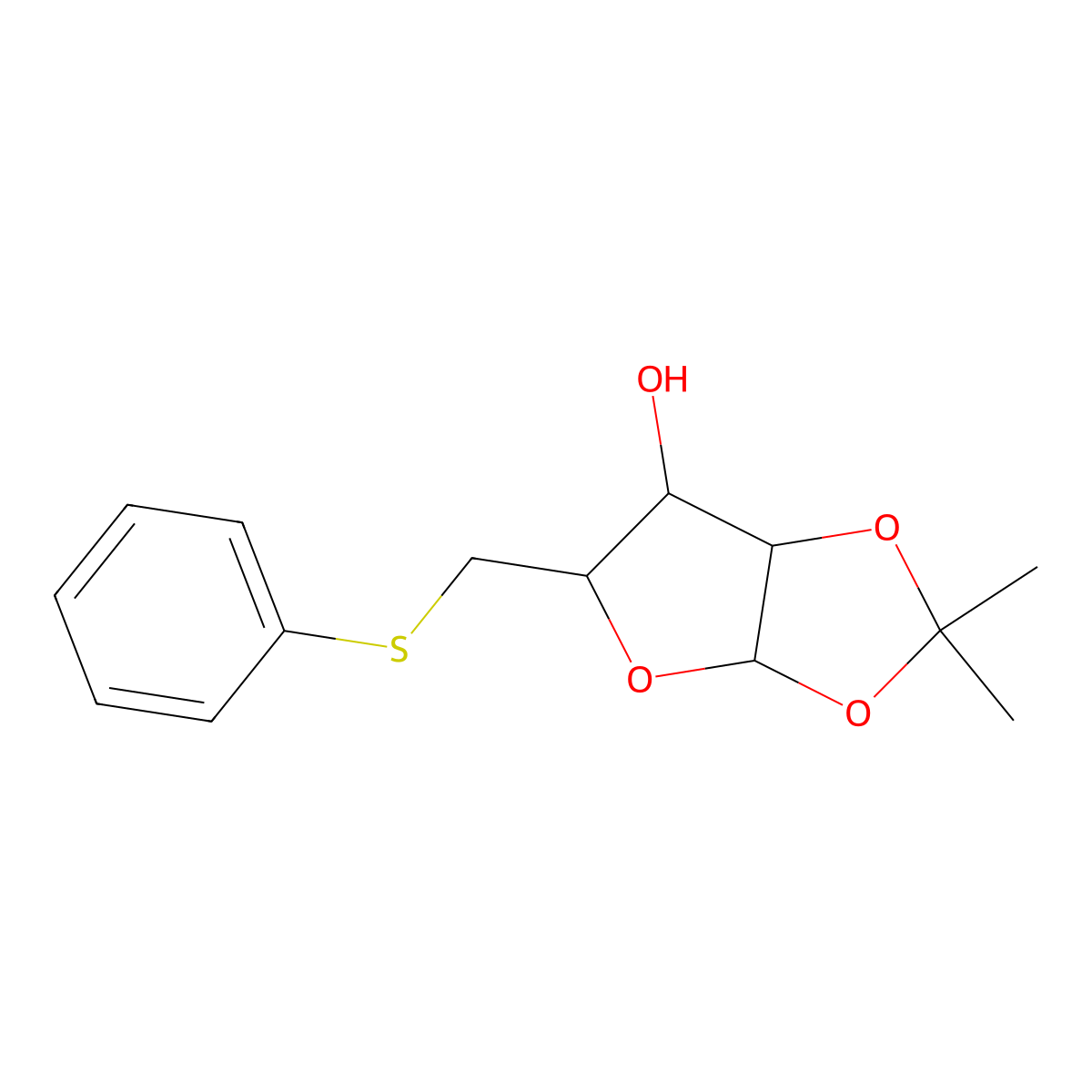 (3aR,5S,6R,6aR)-2,2-dimethyl-5-[(phenylsulfanyl)methyl]-tetrahydro-2H-furo[2,3-d][1,3]dioxol-6-ol molecular structure, CAS 157555-88-9