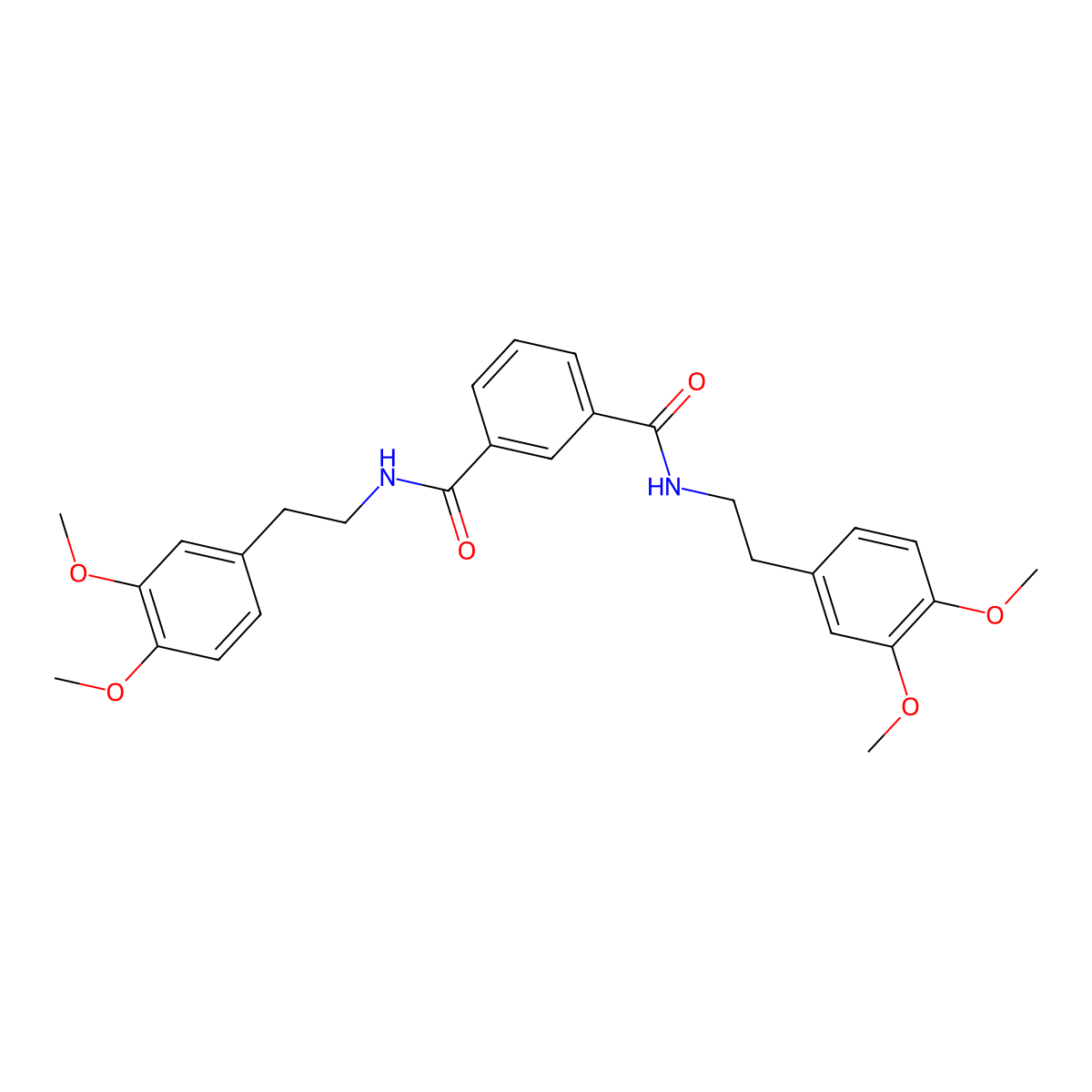 1-N,3-N-bis[2-(3,4-dimethoxyphenyl)ethyl]benzene-1,3-dicarboxamide molecular structure, CAS 157557-39-6