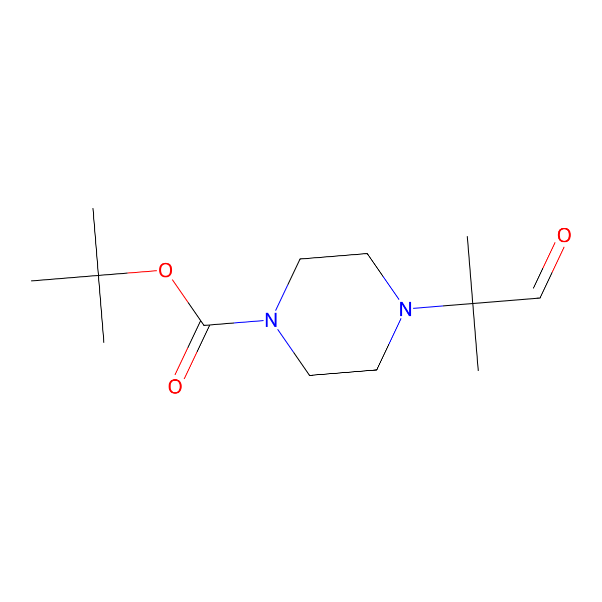Tert-butyl 4-(2-methyl-1-oxopropan-2-yl)piperazine-1-carboxylate molecular structure, CAS 1575589-22-8