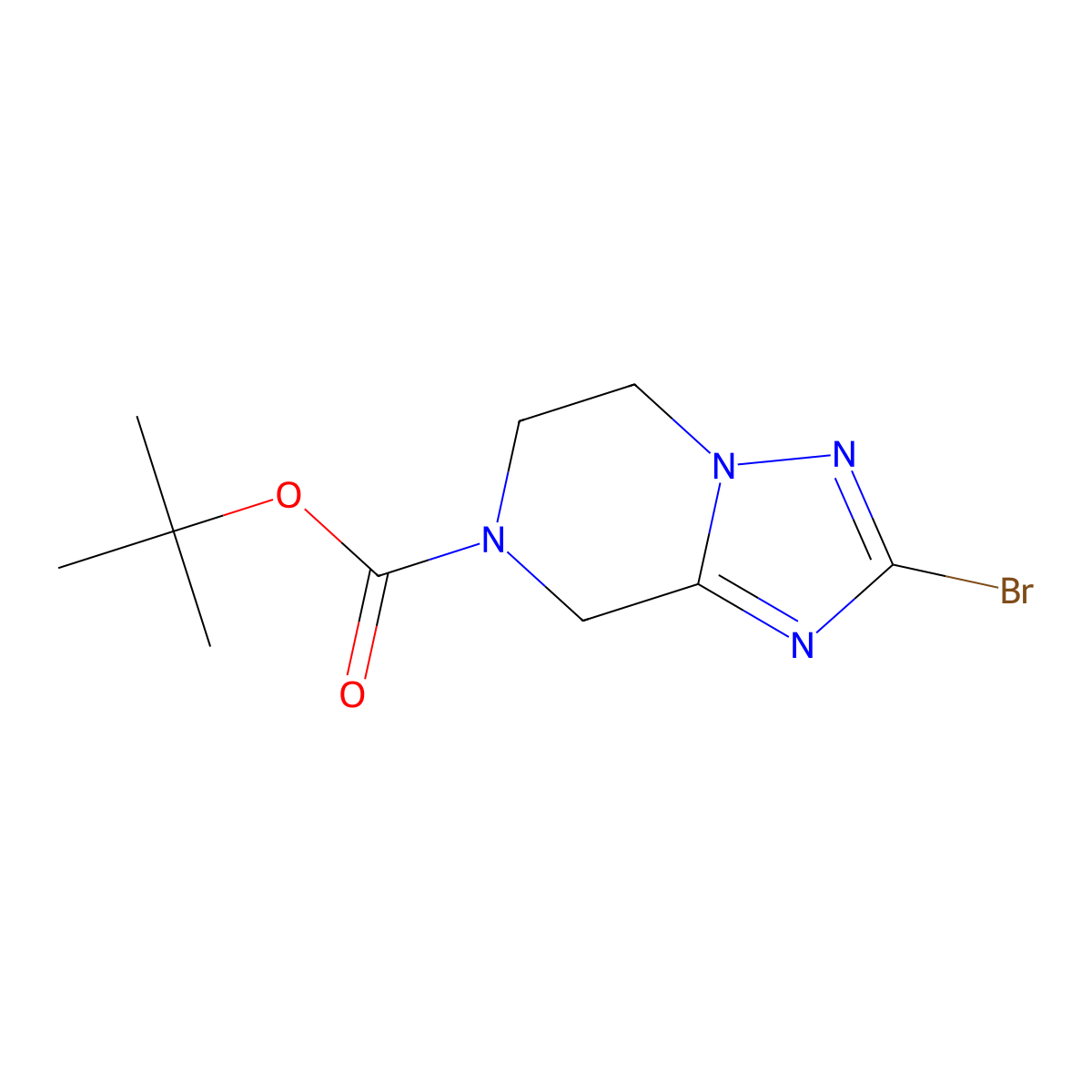 tert-butyl 2-bromo-5H,6H,7H,8H-(1,2,4)triazolo(1,5-a)pyrazine-7-carboxylate molecular structure, CAS 1575613-02-3