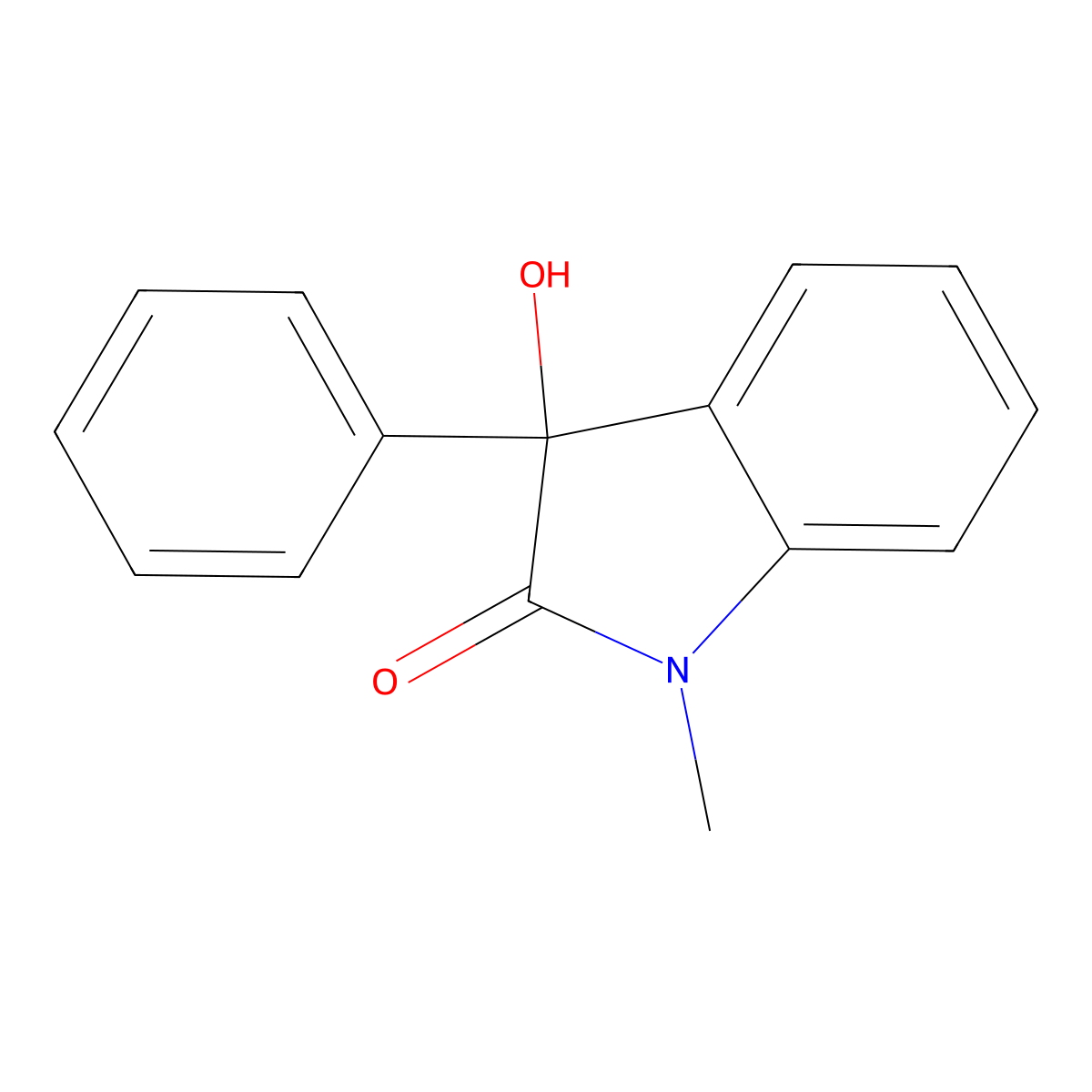 3-Hydroxy-1-methyl-3-phenyl-1,3-dihydro-2H-indol-2-one molecular structure, CAS 15757-32-1