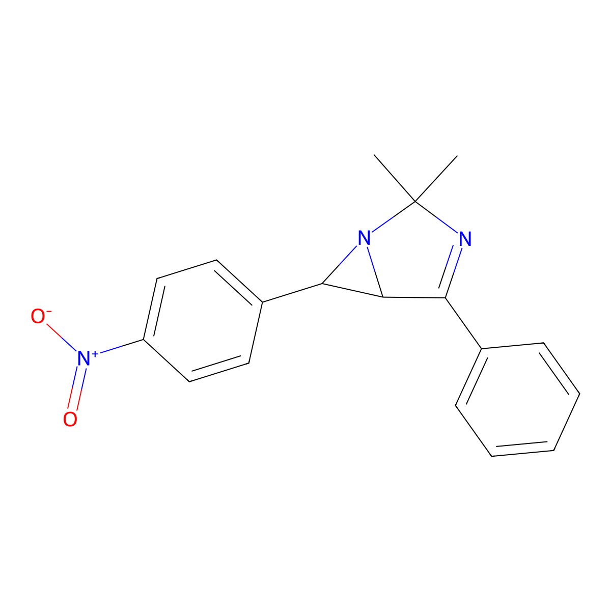 2,2-Dimethyl-6-(4-nitrophenyl)-4-phenyl-1,3-diazabicyclo[3.1.0]hex-3-ene molecular structure, CAS 15757-54-7