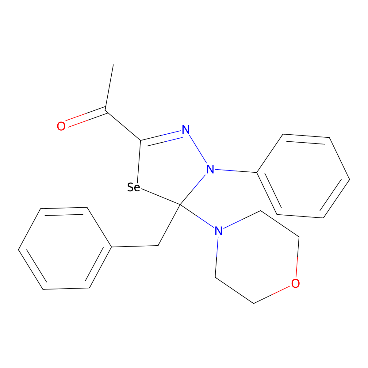 Ethanone, 1-(5-(4-morpholinyl)-4-phenyl-5-(phenylmethyl)-4,5-dihydro-1,3,4-selenadiazol-2-yl)- molecular structure, CAS 157588-05-1