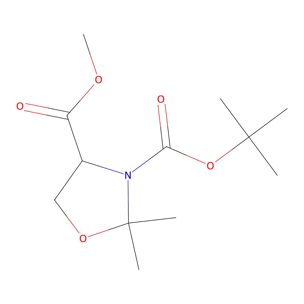3-tert-Butyl 4-methyl 2,2-dimethyl-1,3-oxazolidine-3,4-dicarboxylate molecular structure, CAS 157604-46-1