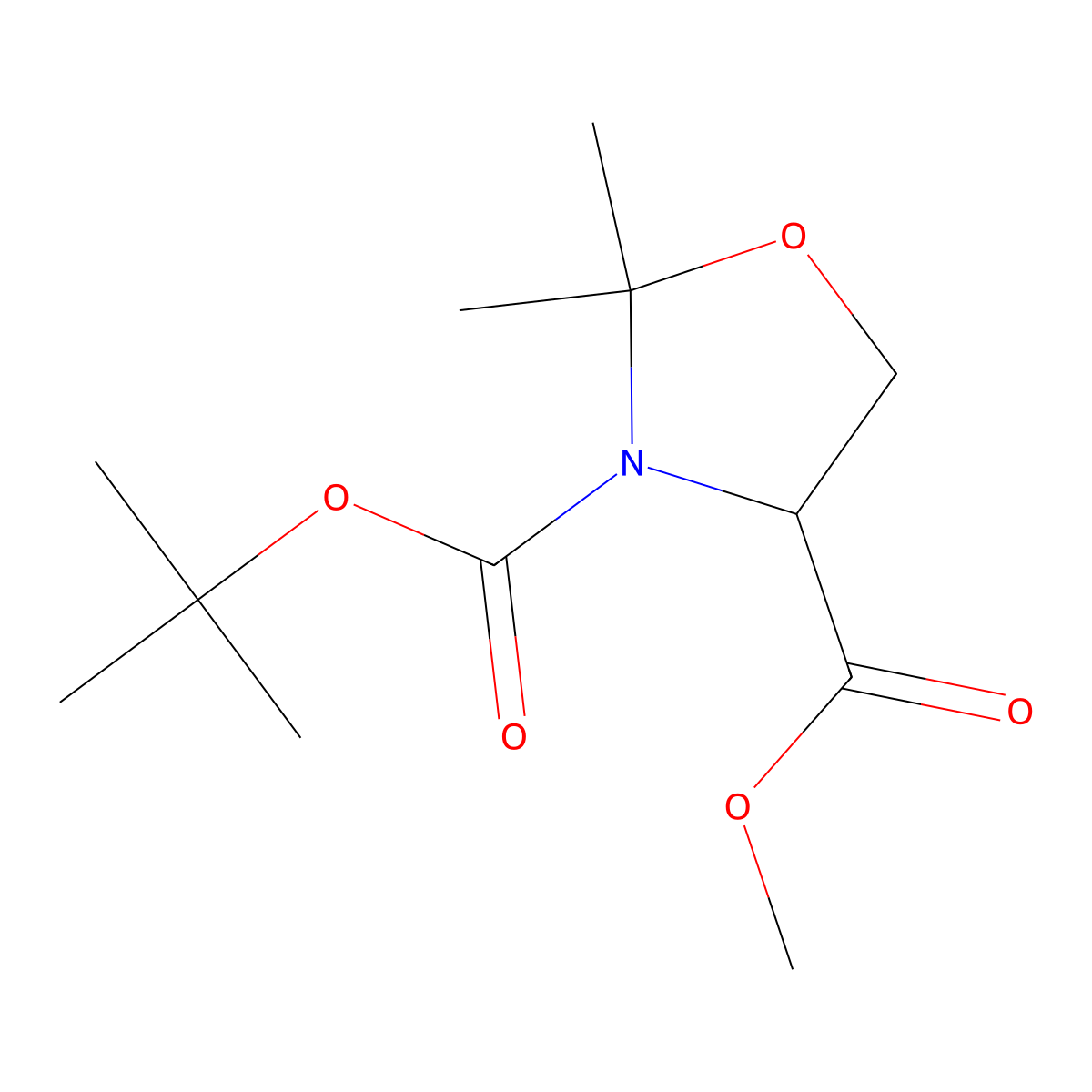 3-tert-Butyl 4-methyl 2,2-dimethyl-1,3-oxazolidine-3,4-dicarboxylate molecular structure, CAS 157604-46-1
