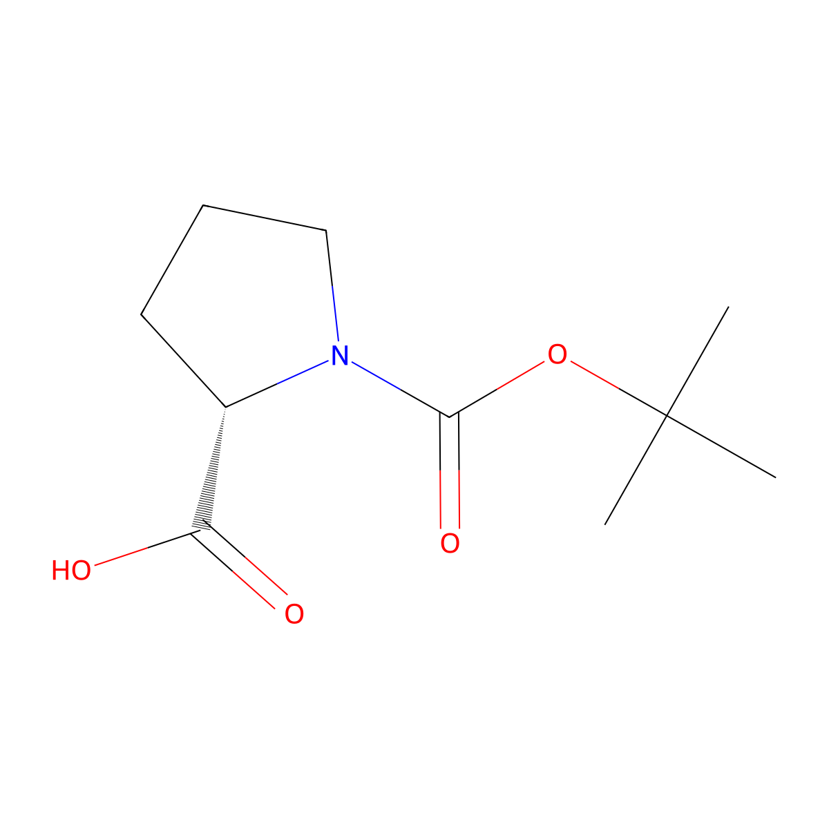 1,2-Pyrrolidinedicarboxylic acid, 1-(1,1-dimethylethyl) ester, (2S)- molecular structure, CAS 15761-39-4