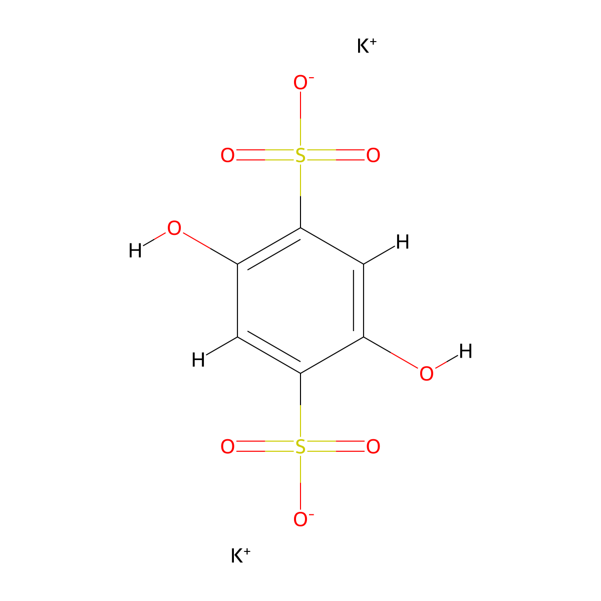1,4-Benzenedisulfonic acid, 2,5-dihydroxy-, potassium salt (1:2) molecular structure, CAS 15763-57-2