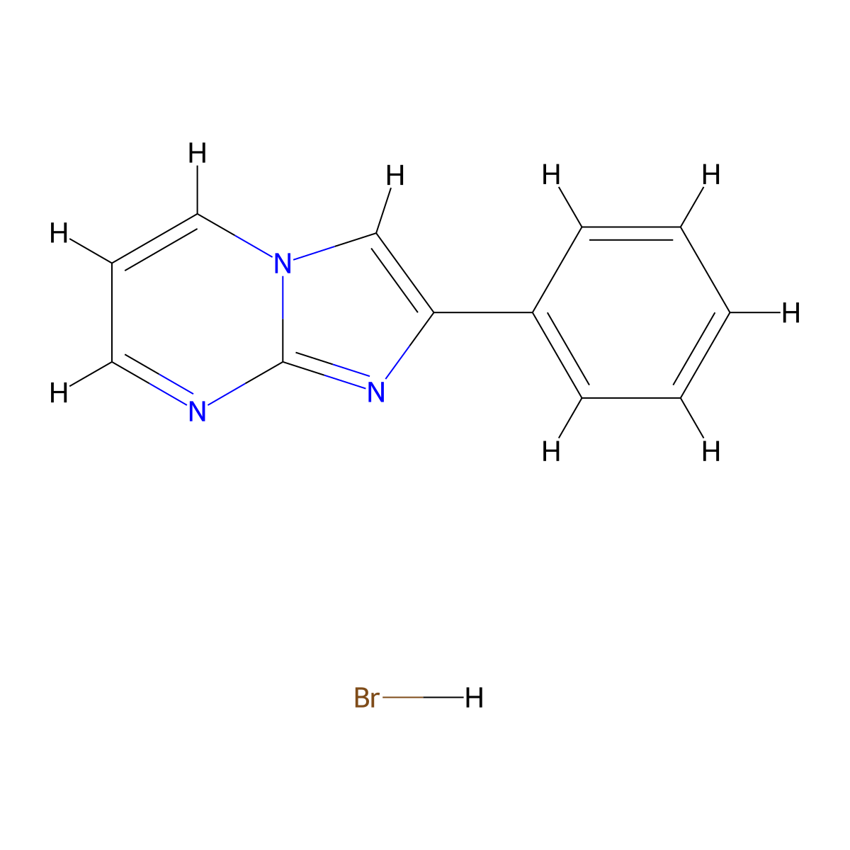 Imidazo(1,2-a)pyrimidine, 2-phenyl-, monohydrobromide molecular structure, CAS 15764-36-0