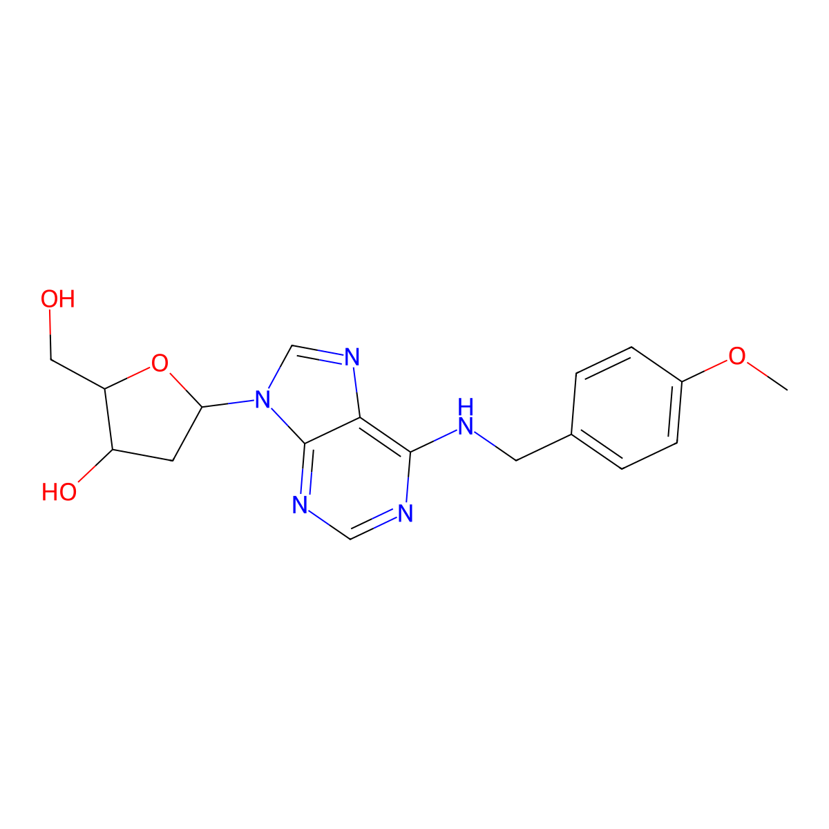 2'-Deoxy-N6-(4-methoxybenzyl)adenosine molecular structure, CAS 157640-47-6
