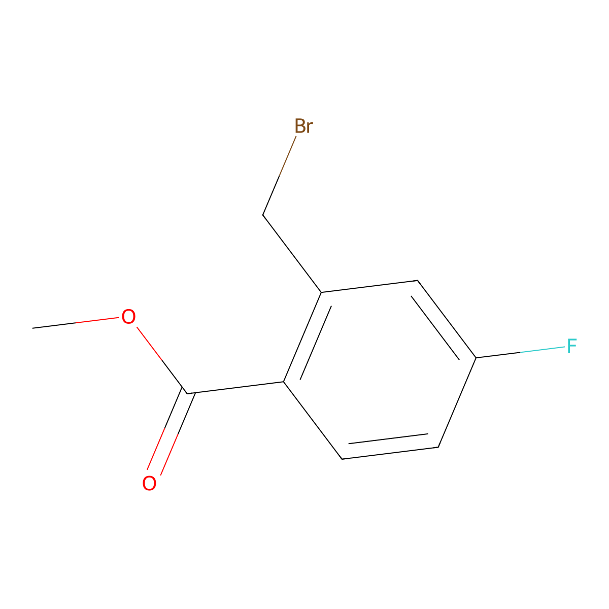 Methyl 2-(bromomethyl)-4-fluorobenzoate molecular structure, CAS 157652-28-3