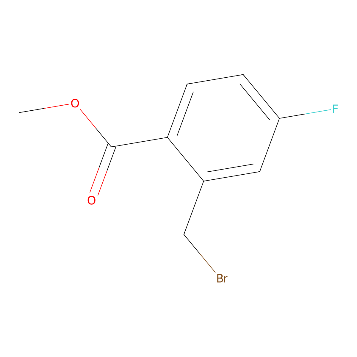 Methyl 2-(bromomethyl)-4-fluorobenzoate molecular structure, CAS 157652-28-3