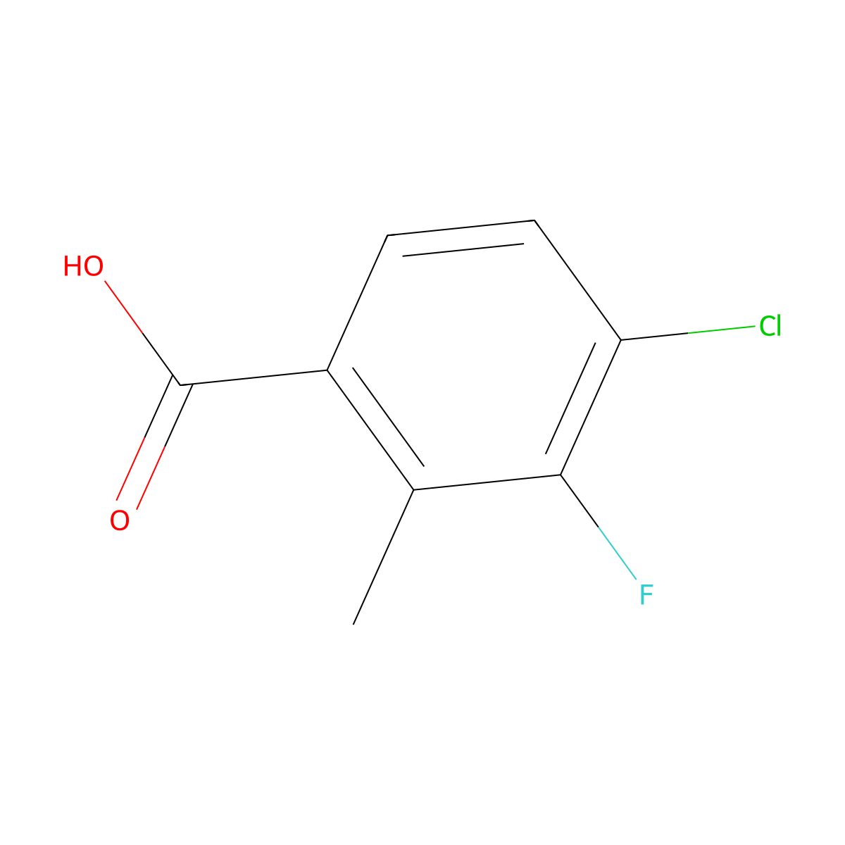 4-Chloro-3-fluoro-2-methylbenzoic acid molecular structure, CAS 157652-29-4