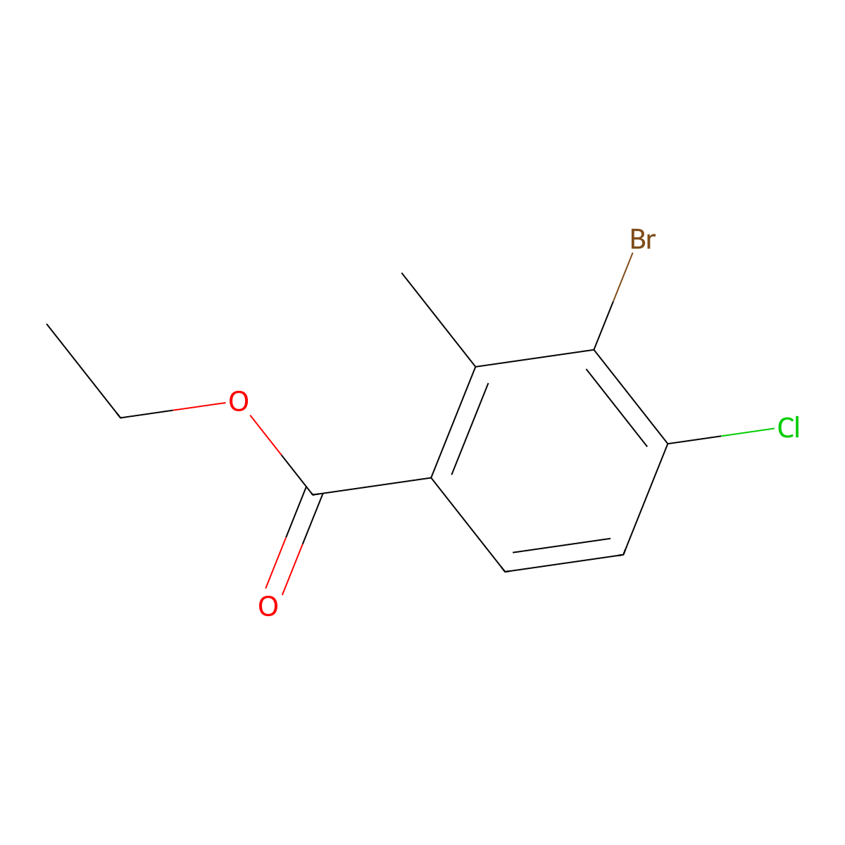 Ethyl 3-bromo-4-chloro-2-methylbenzoate molecular structure, CAS 157652-33-0