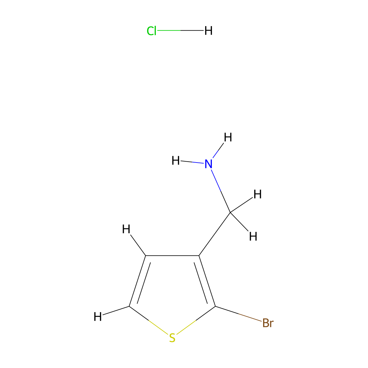 (2-bromothiophen-3-yl)methanamine Hydrochloride molecular structure, CAS 157664-47-6